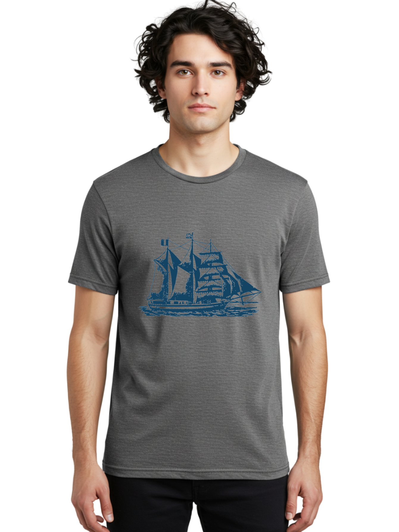 Storm Chaser Men'S Graphic Tee, 100% Cotton, Comfortable Casual Summer Wear, Machine Washable, Sailing Ship, Tall Sailing Vessel, Classic Maritime Icon, Vintage Nautical Theme, Majestic Oceanic Scene, Historical Sailing Rig, Aae674 10