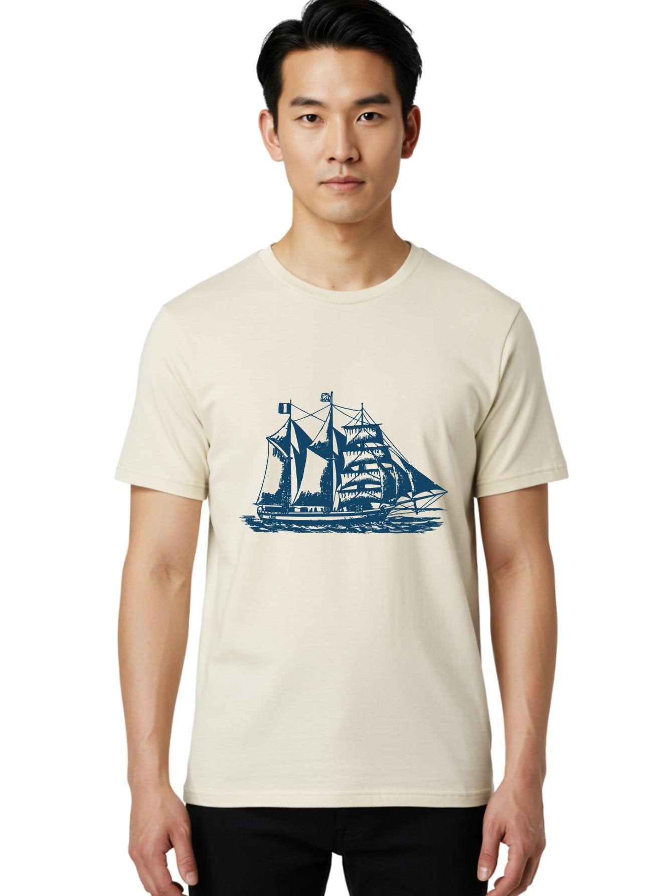 Storm Chaser Men'S Graphic Tee, 100% Cotton, Comfortable Casual Summer Wear, Machine Washable, Sailing Ship, Tall Sailing Vessel, Classic Maritime Icon, Vintage Nautical Theme, Majestic Oceanic Scene, Historical Sailing Rig, Aae674 16
