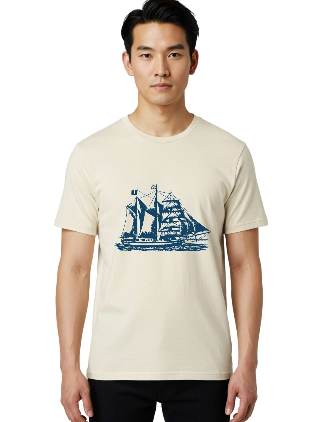 Storm Chaser Men'S Graphic Tee, 100% Cotton, Comfortable Casual Summer Wear, Machine Washable, Sailing Ship, Tall Sailing Vessel, Classic Maritime Icon, Vintage Nautical Theme, Majestic Oceanic Scene, Historical Sailing Rig, Aae674 6