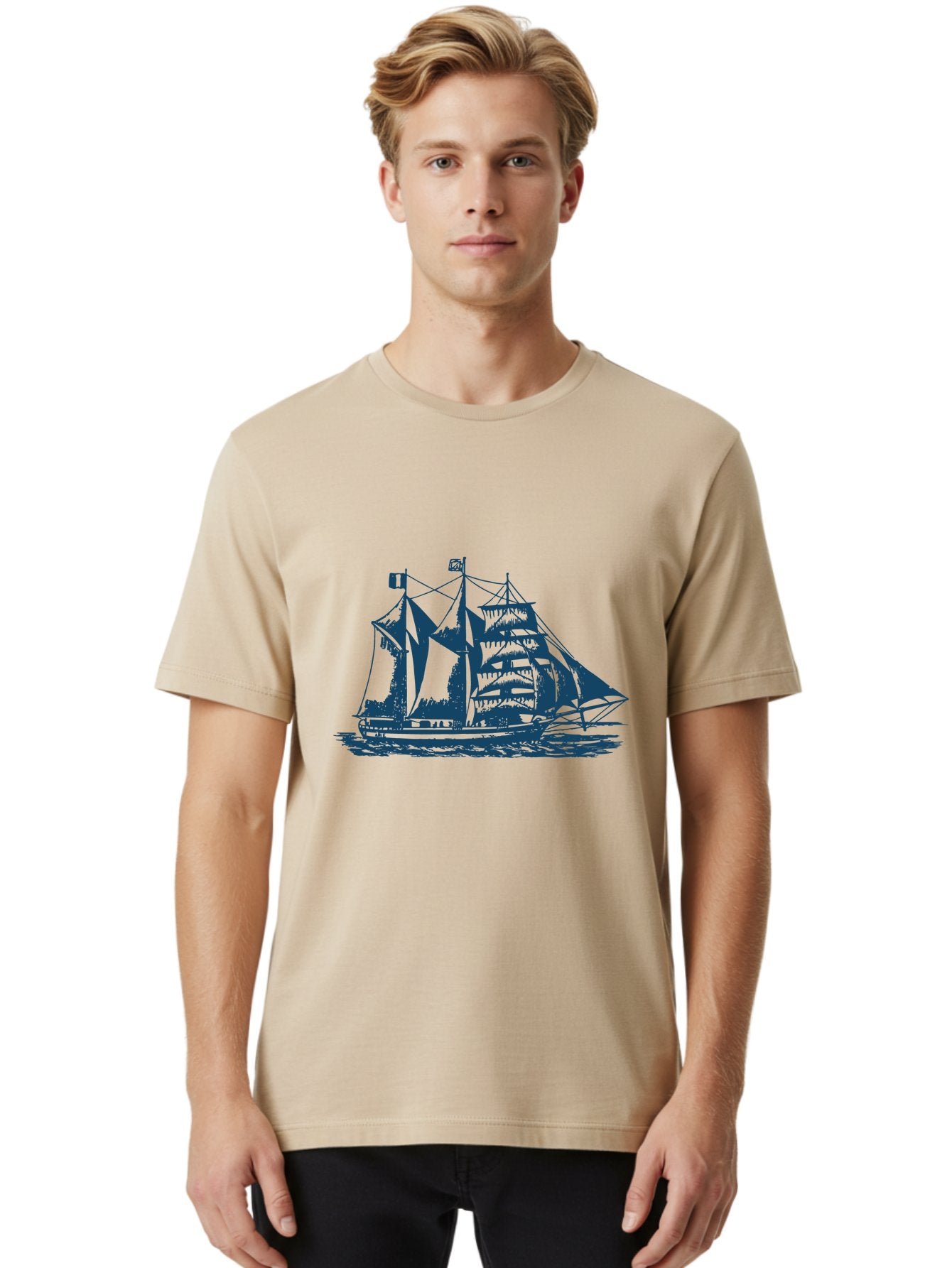 Storm Chaser Men'S Graphic Tee, 100% Cotton, Comfortable Casual Summer Wear, Machine Washable, Sailing Ship, Tall Sailing Vessel, Classic Maritime Icon, Vintage Nautical Theme, Majestic Oceanic Scene, Historical Sailing Rig, Aae674 27