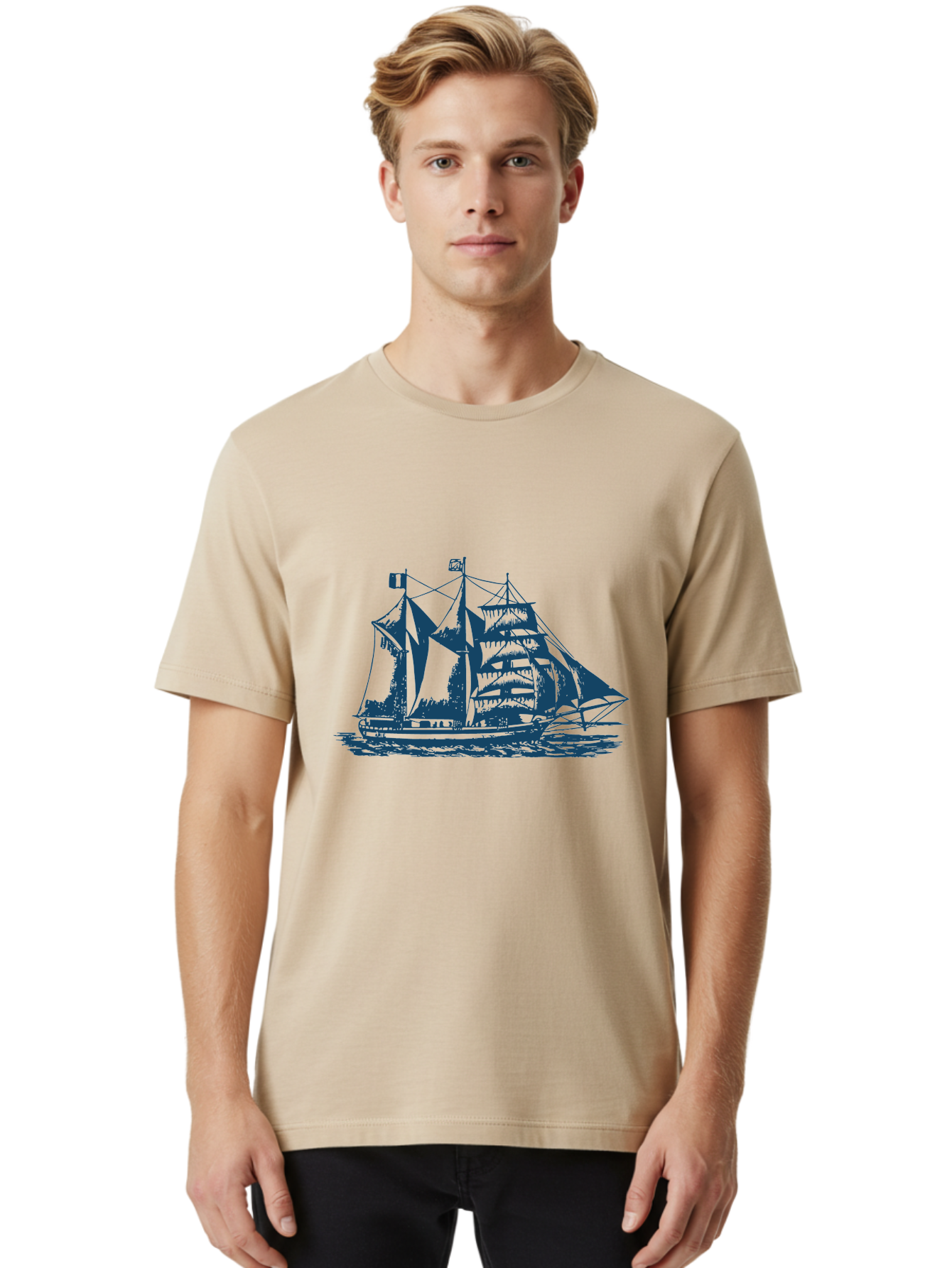Storm Chaser Men'S Graphic Tee, 100% Cotton, Comfortable Casual Summer Wear, Machine Washable, Sailing Ship, Tall Sailing Vessel, Classic Maritime Icon, Vintage Nautical Theme, Majestic Oceanic Scene, Historical Sailing Rig, Aae674 8