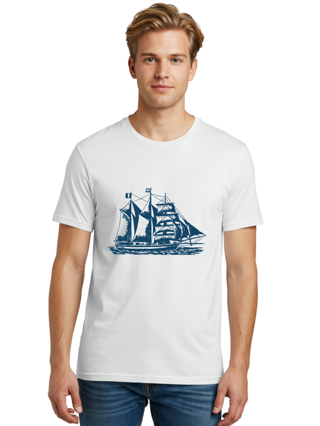 Storm Chaser Men'S Graphic Tee, 100% Cotton, Comfortable Casual Summer Wear, Machine Washable, Sailing Ship, Tall Sailing Vessel, Classic Maritime Icon, Vintage Nautical Theme, Majestic Oceanic Scene, Historical Sailing Rig, Aae674 14