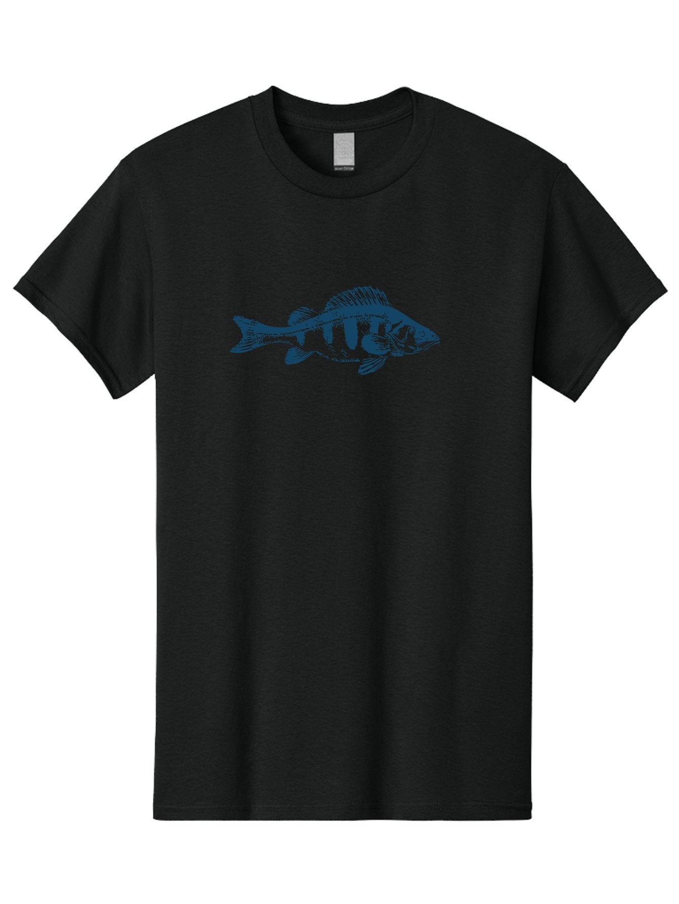 Strikefin Fish Men'S Graphic Tee, 100% Cotton, Comfortable Casual Summer Wear, Machine Washable, Bass Fish Illustration, Line Art, Aquatic Life, Water Sports, Freshwater Fish, Fishing, Monochrome Art, Simple Design, Minimalist, Wildlife Art Aae675