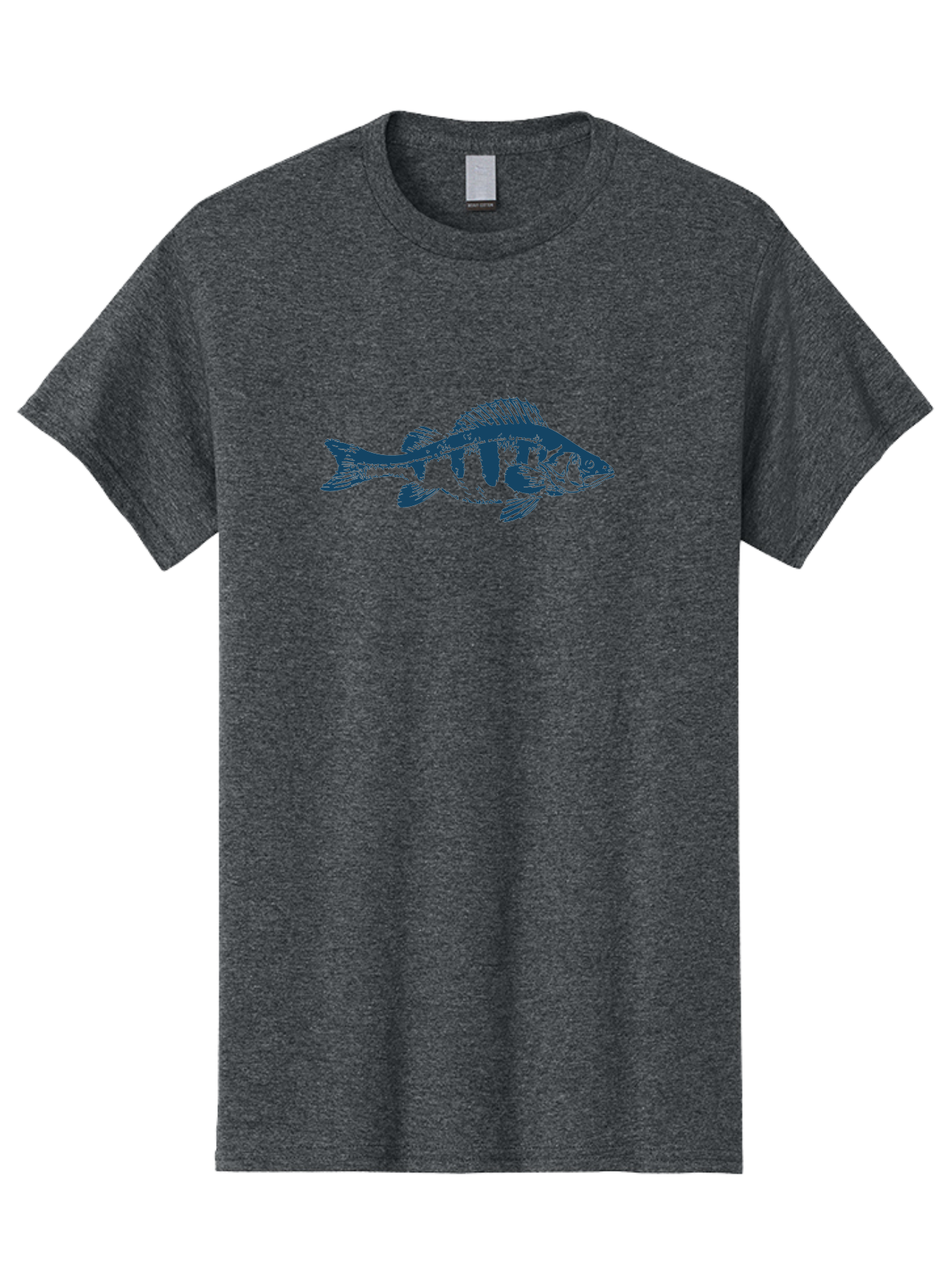 Strikefin Fish Men'S Graphic Tee, 100% Cotton, Comfortable Casual Summer Wear, Machine Washable, Bass Fish Illustration, Line Art, Aquatic Life, Water Sports, Freshwater Fish, Fishing, Monochrome Art, Simple Design, Minimalist, Wildlife Art Aae675 19