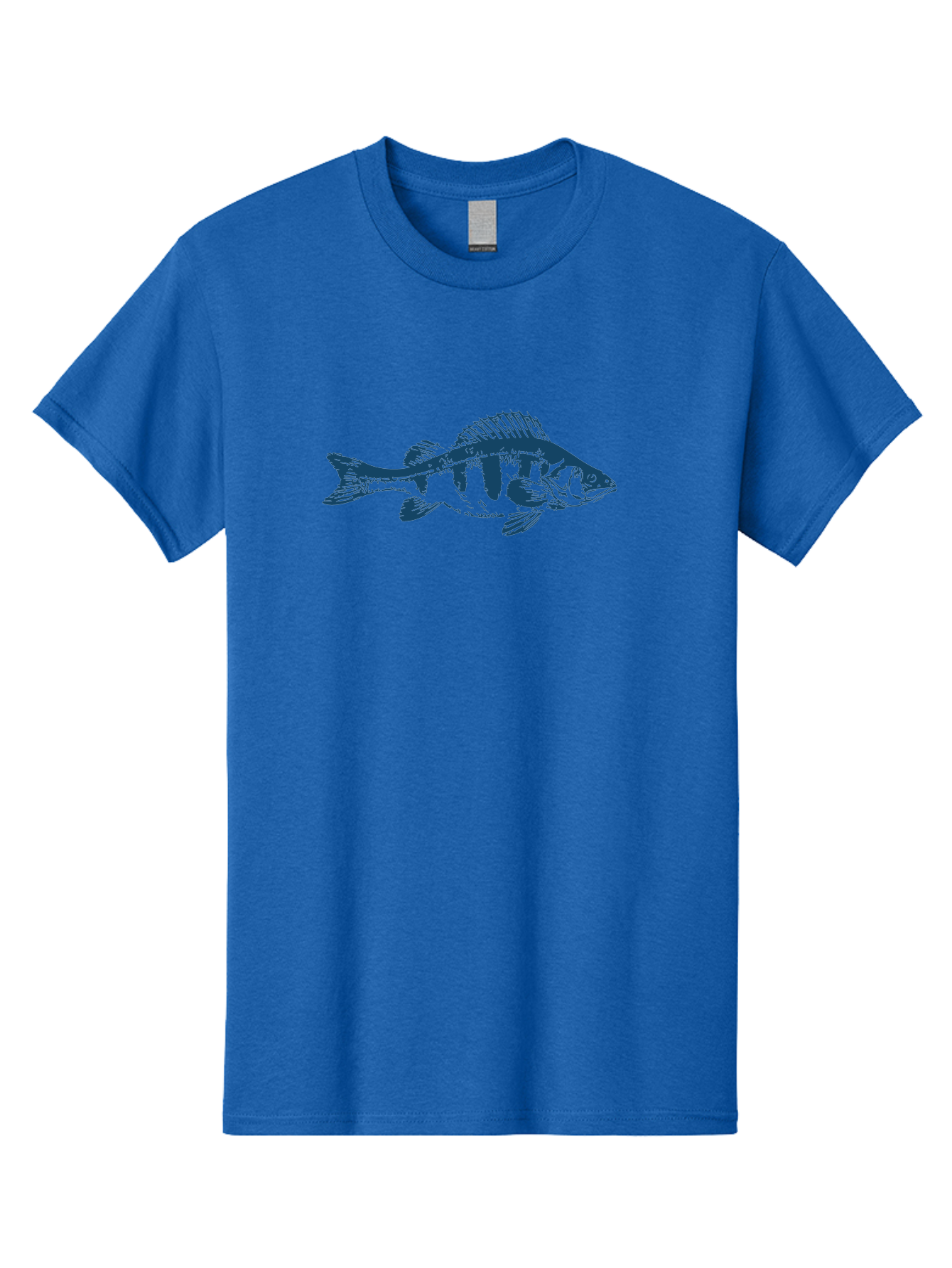 Strikefin Fish Men'S Graphic Tee, 100% Cotton, Comfortable Casual Summer Wear, Machine Washable, Bass Fish Illustration, Line Art, Aquatic Life, Water Sports, Freshwater Fish, Fishing, Monochrome Art, Simple Design, Minimalist, Wildlife Art Aae675 21