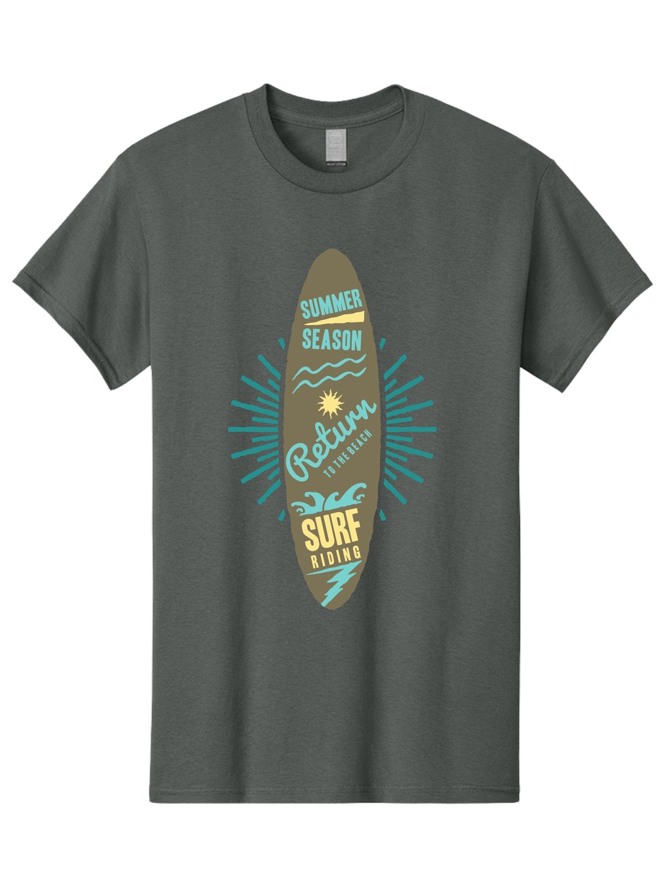 Surf Riding Men'S Graphic Tee, 100% Cotton, Comfortable Casual Summer Wear, Machine Washable, Surfing Graphics, Beach Vibes, Summer Season, Surf Riding, Retro Design, Sun Symbol, Wavy Lines, Surfing Culture, Coastal Lifestyle, Summer Fun Aae677 7