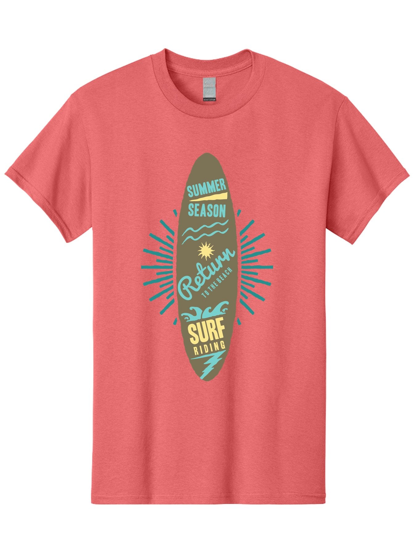 Surf Riding Men'S Graphic Tee, 100% Cotton, Comfortable Casual Summer Wear, Machine Washable, Surfing Graphics, Beach Vibes, Summer Season, Surf Riding, Retro Design, Sun Symbol, Wavy Lines, Surfing Culture, Coastal Lifestyle, Summer Fun Aae677 9