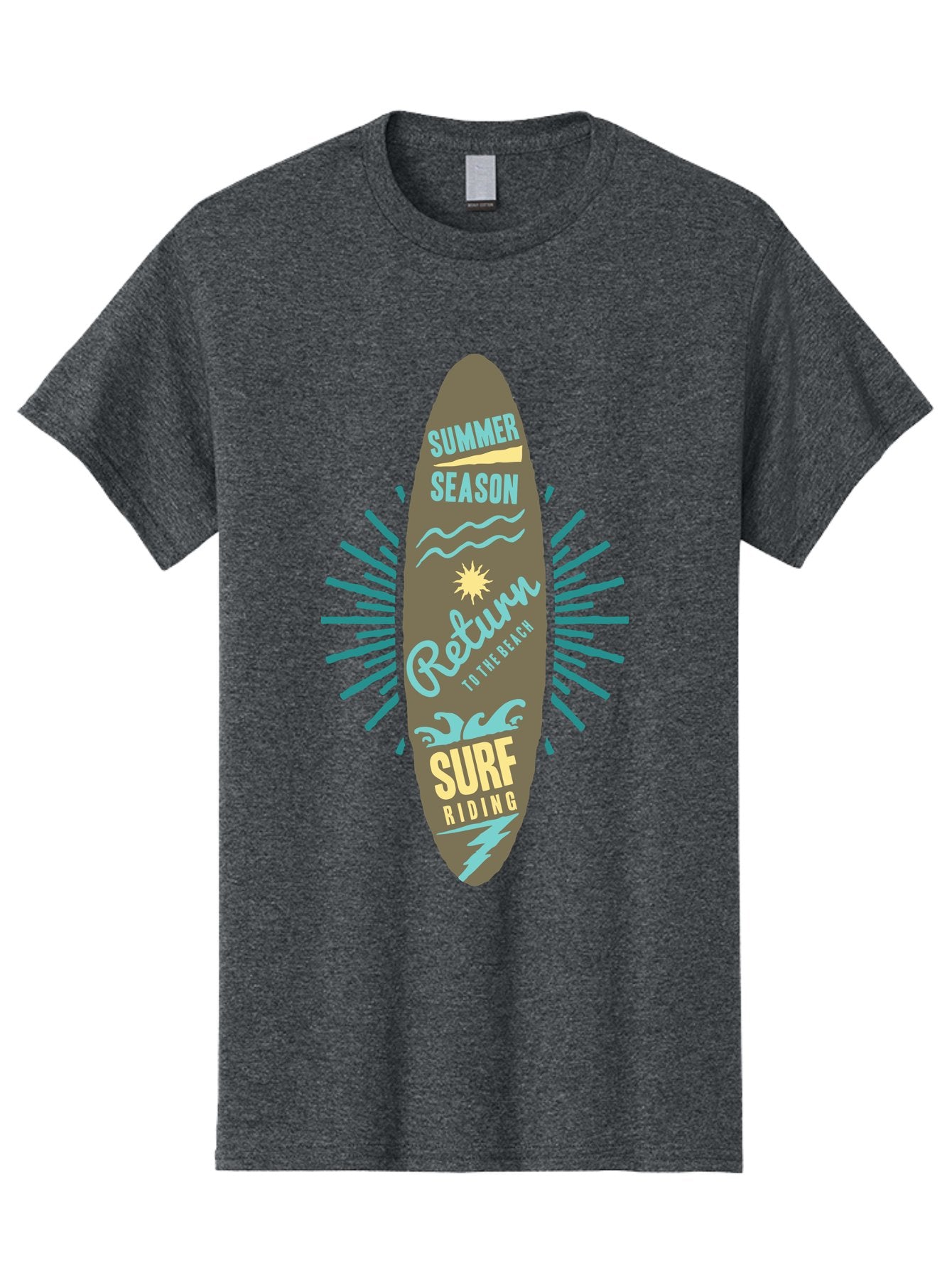 Surf Riding Men'S Graphic Tee, 100% Cotton, Comfortable Casual Summer Wear, Machine Washable, Surfing Graphics, Beach Vibes, Summer Season, Surf Riding, Retro Design, Sun Symbol, Wavy Lines, Surfing Culture, Coastal Lifestyle, Summer Fun Aae677 3