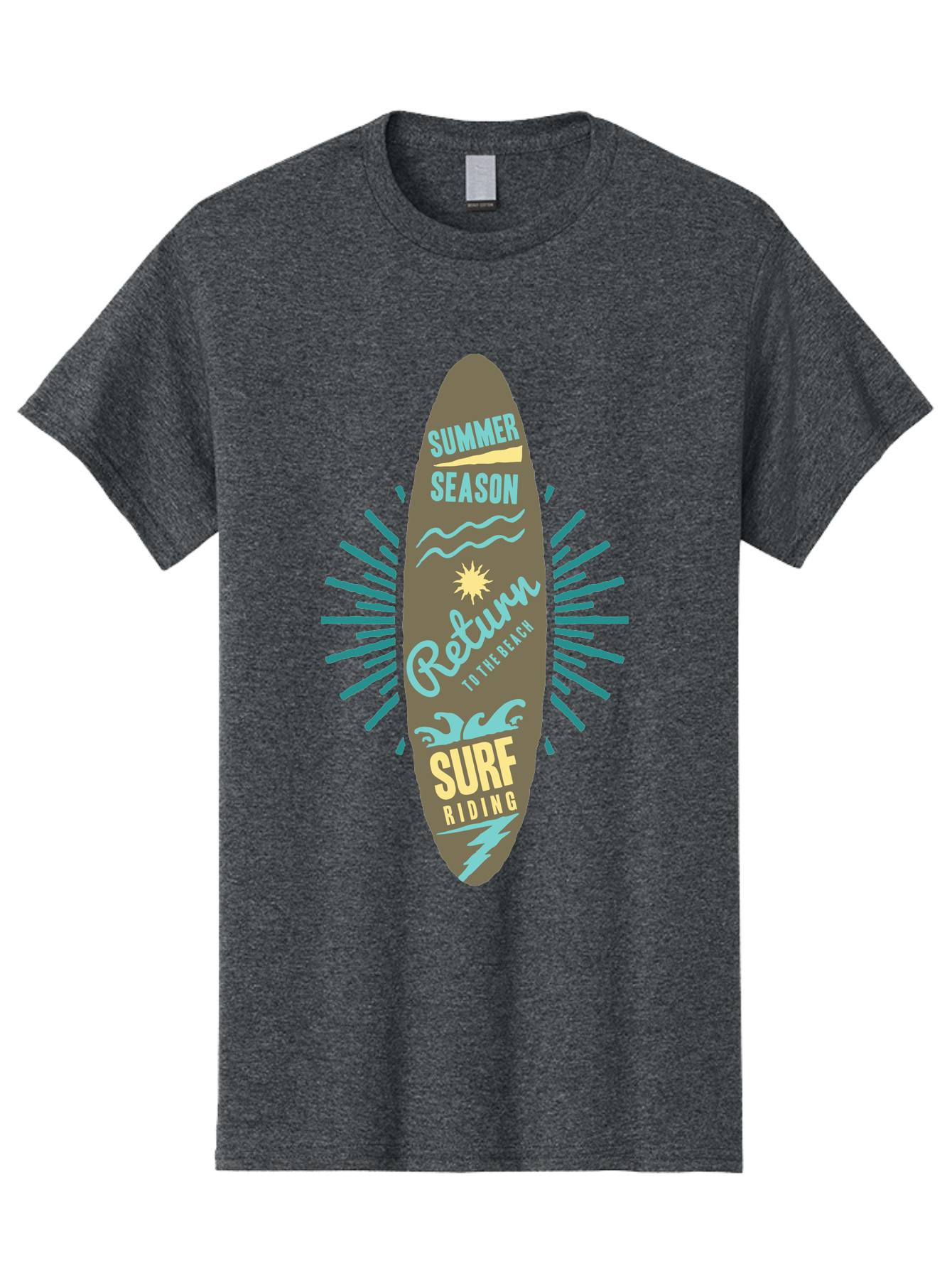 Surf Riding Men'S Graphic Tee, 100% Cotton, Comfortable Casual Summer Wear, Machine Washable, Surfing Graphics, Beach Vibes, Summer Season, Surf Riding, Retro Design, Sun Symbol, Wavy Lines, Surfing Culture, Coastal Lifestyle, Summer Fun Aae677