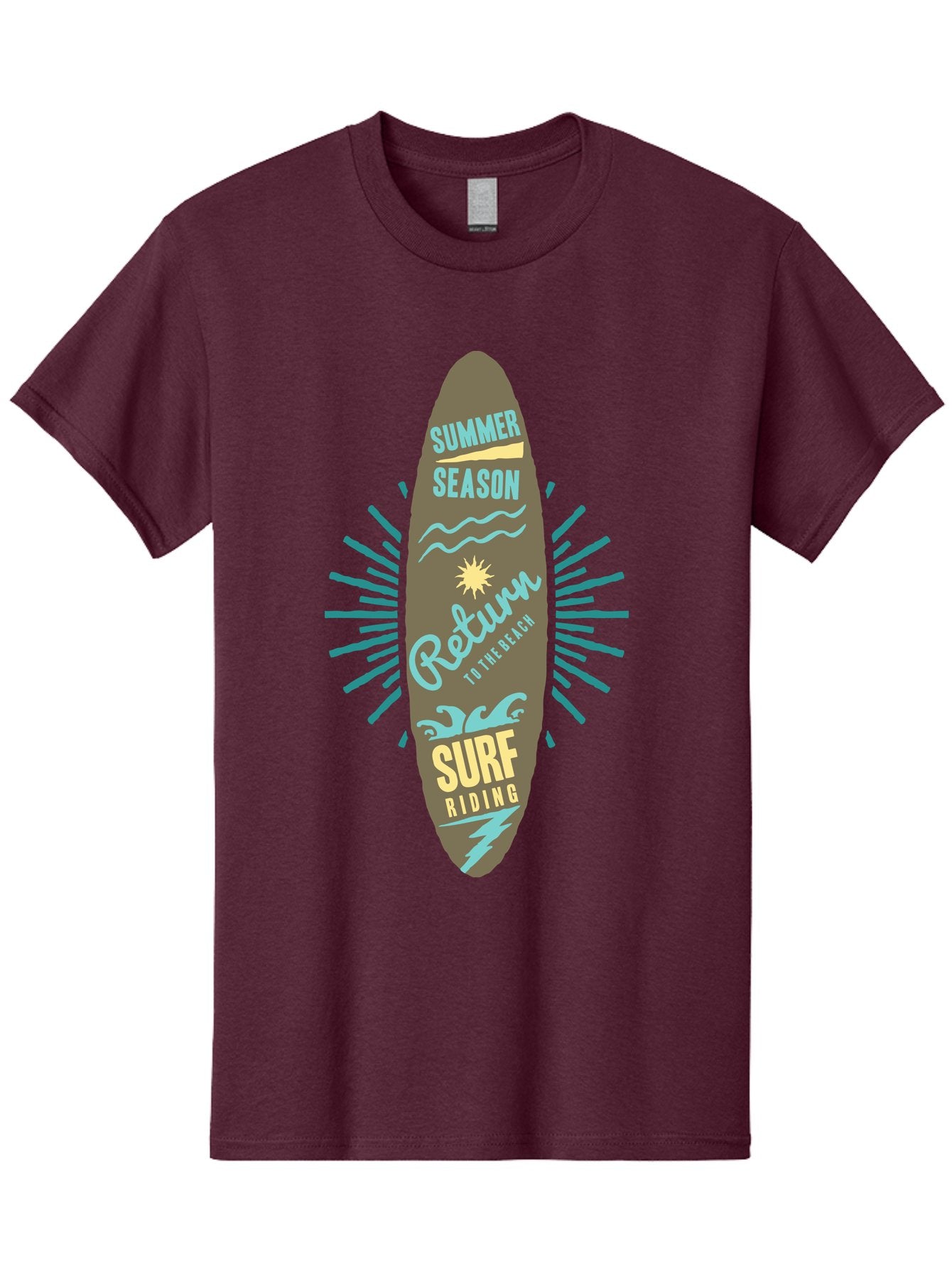 Surf Riding Men'S Graphic Tee, 100% Cotton, Comfortable Casual Summer Wear, Machine Washable, Surfing Graphics, Beach Vibes, Summer Season, Surf Riding, Retro Design, Sun Symbol, Wavy Lines, Surfing Culture, Coastal Lifestyle, Summer Fun Aae677 5