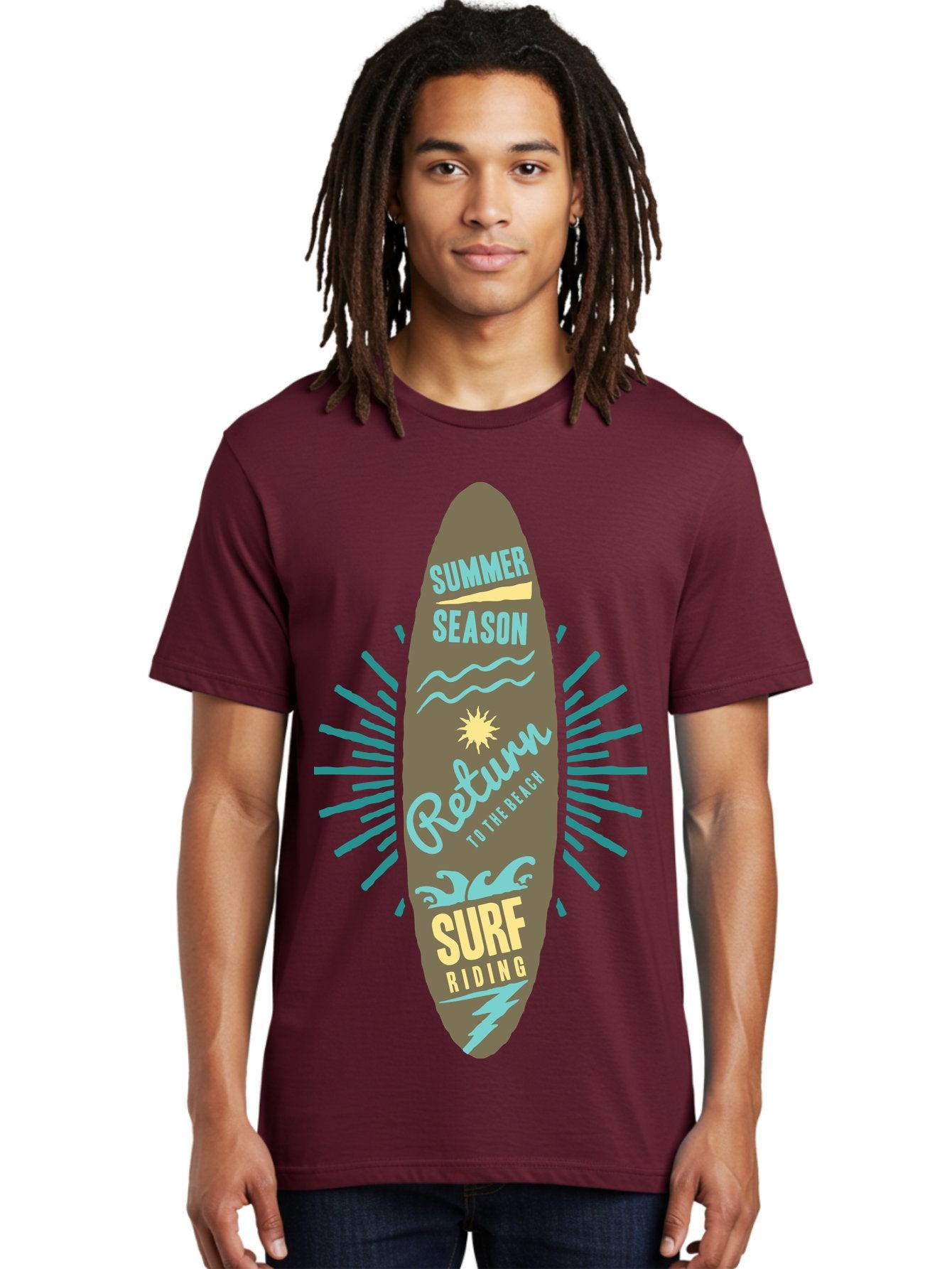 Surf Riding Men'S Graphic Tee, 100% Cotton, Comfortable Casual Summer Wear, Machine Washable, Surfing Graphics, Beach Vibes, Summer Season, Surf Riding, Retro Design, Sun Symbol, Wavy Lines, Surfing Culture, Coastal Lifestyle, Summer Fun Aae677 22