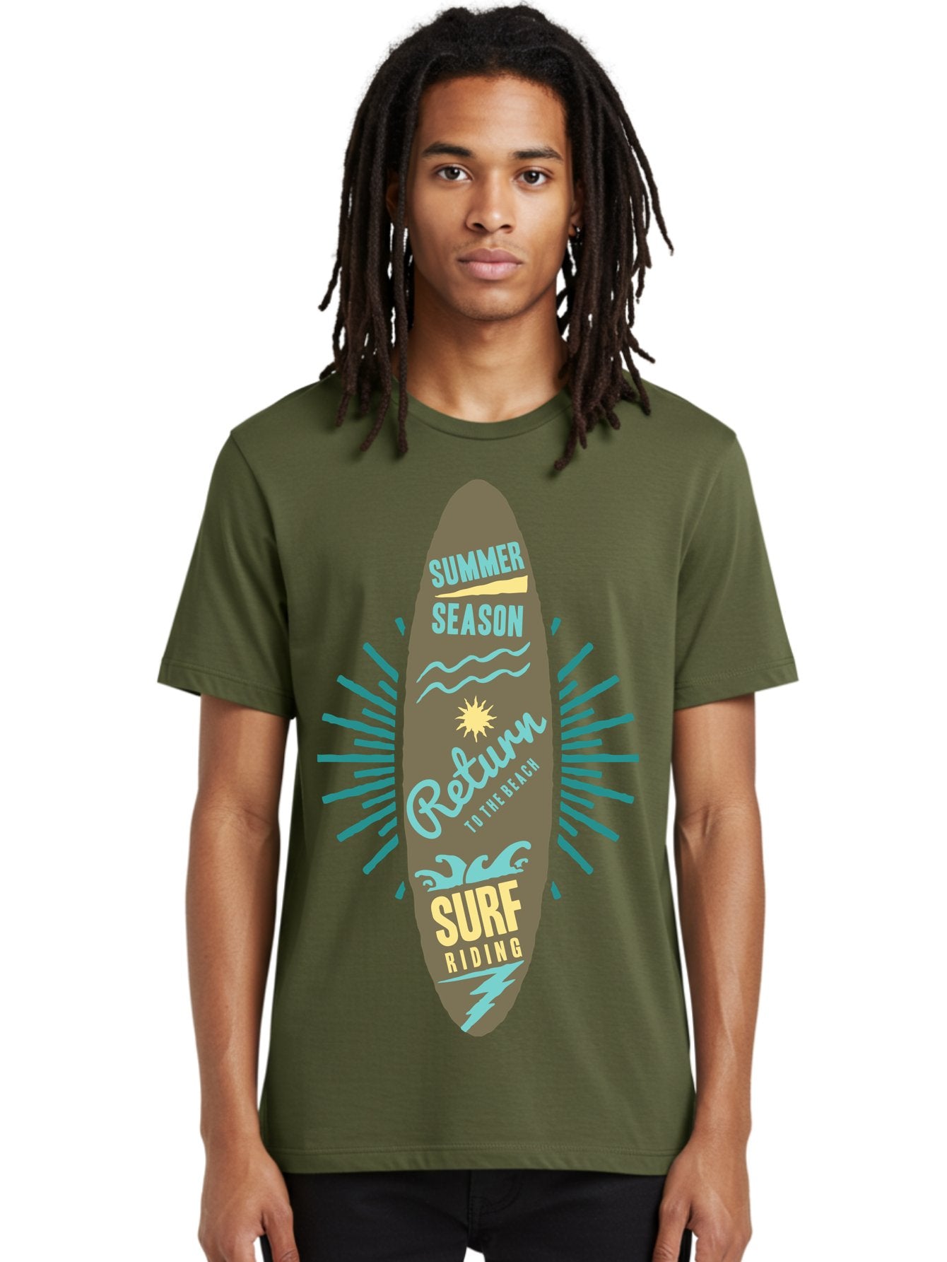 Surf Riding Men'S Graphic Tee, 100% Cotton, Comfortable Casual Summer Wear, Machine Washable, Surfing Graphics, Beach Vibes, Summer Season, Surf Riding, Retro Design, Sun Symbol, Wavy Lines, Surfing Culture, Coastal Lifestyle, Summer Fun Aae677 18