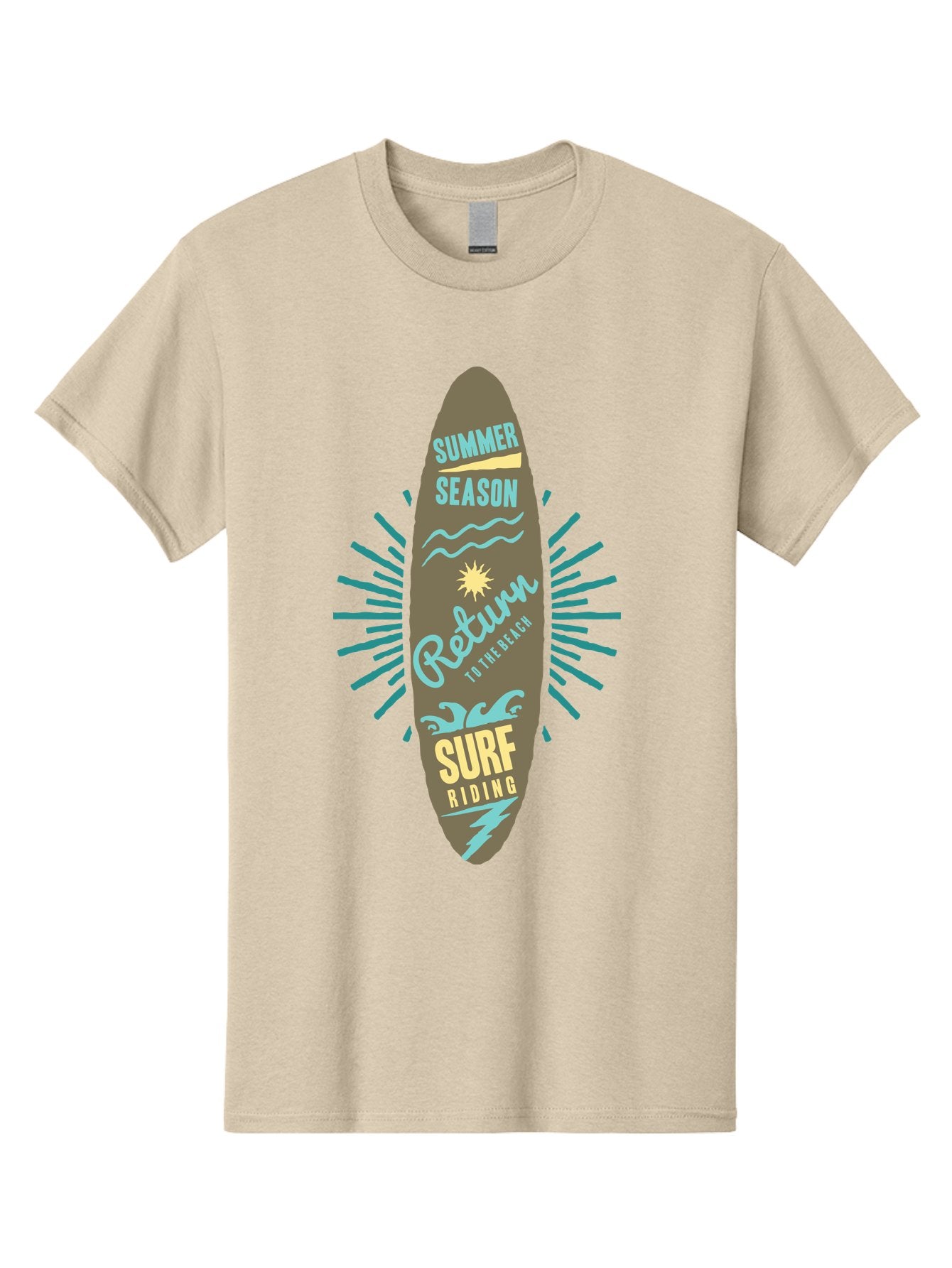 Surf Riding Men'S Graphic Tee, 100% Cotton, Comfortable Casual Summer Wear, Machine Washable, Surfing Graphics, Beach Vibes, Summer Season, Surf Riding, Retro Design, Sun Symbol, Wavy Lines, Surfing Culture, Coastal Lifestyle, Summer Fun Aae677 13