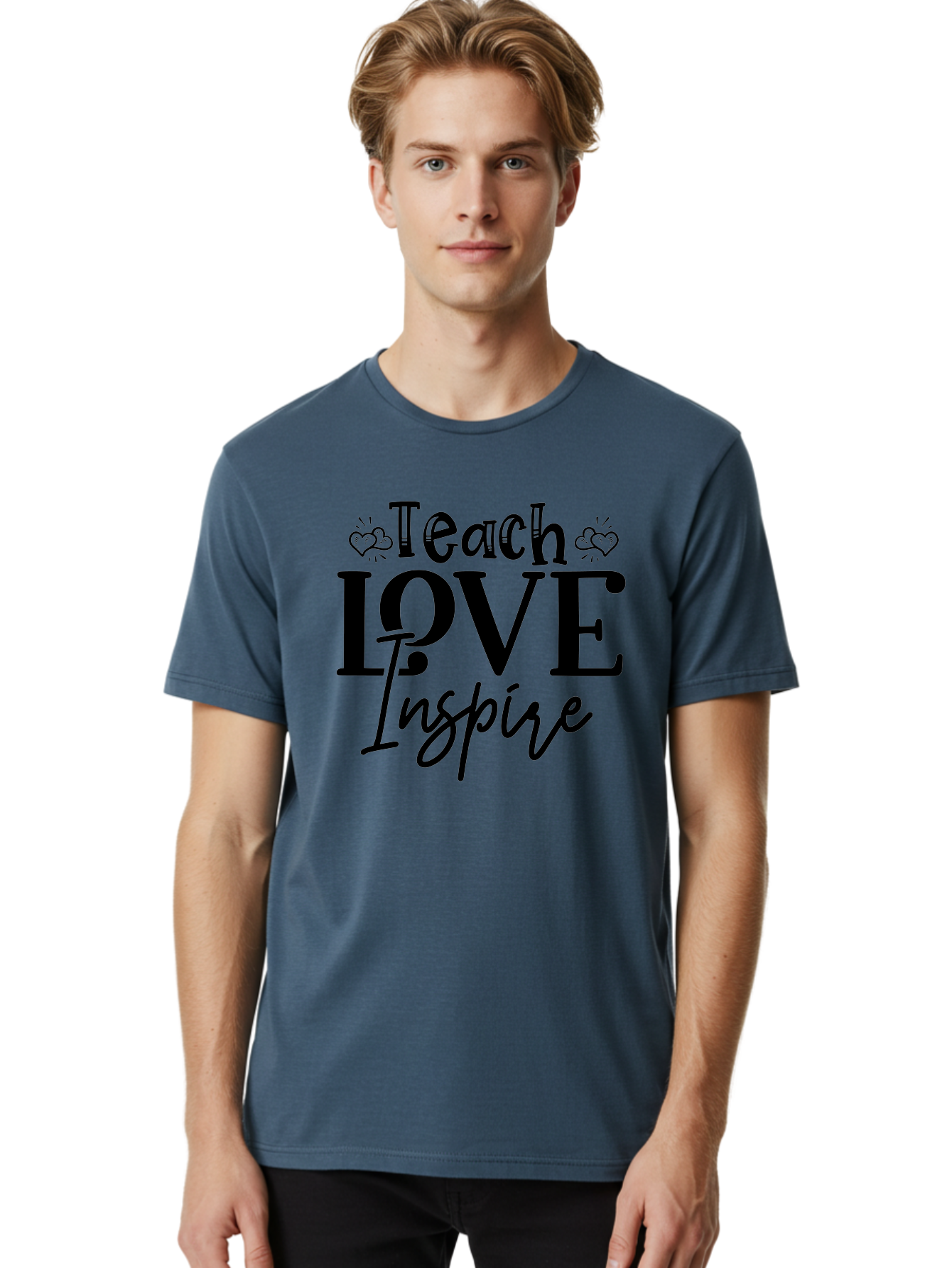 Teach Love Inspire Men'S Graphic Tee, 100% Cotton, Comfortable Casual Summer Wear, Machine Washable, Teach Love Inspire, Teaching Quotes, Inspirational Quotes, Love Quotes, Teacher Appreciation, Motivational Phrases, Heartwarming Messages, Aae683 24