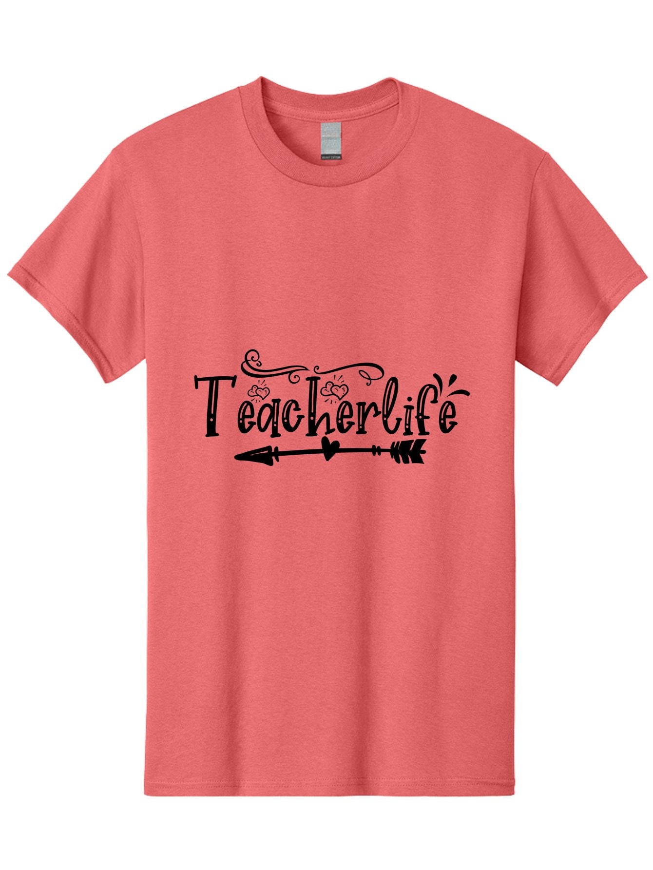 Teacherlife-01 Men'S Graphic Tee, 100% Cotton, Comfortable Casual Summer Wear, Machine Washable, Teacherlife, Teaching Profession, Education Symbol, Decorative Text, Arrow Design, Heart Element, Elegant Script Aae684 7