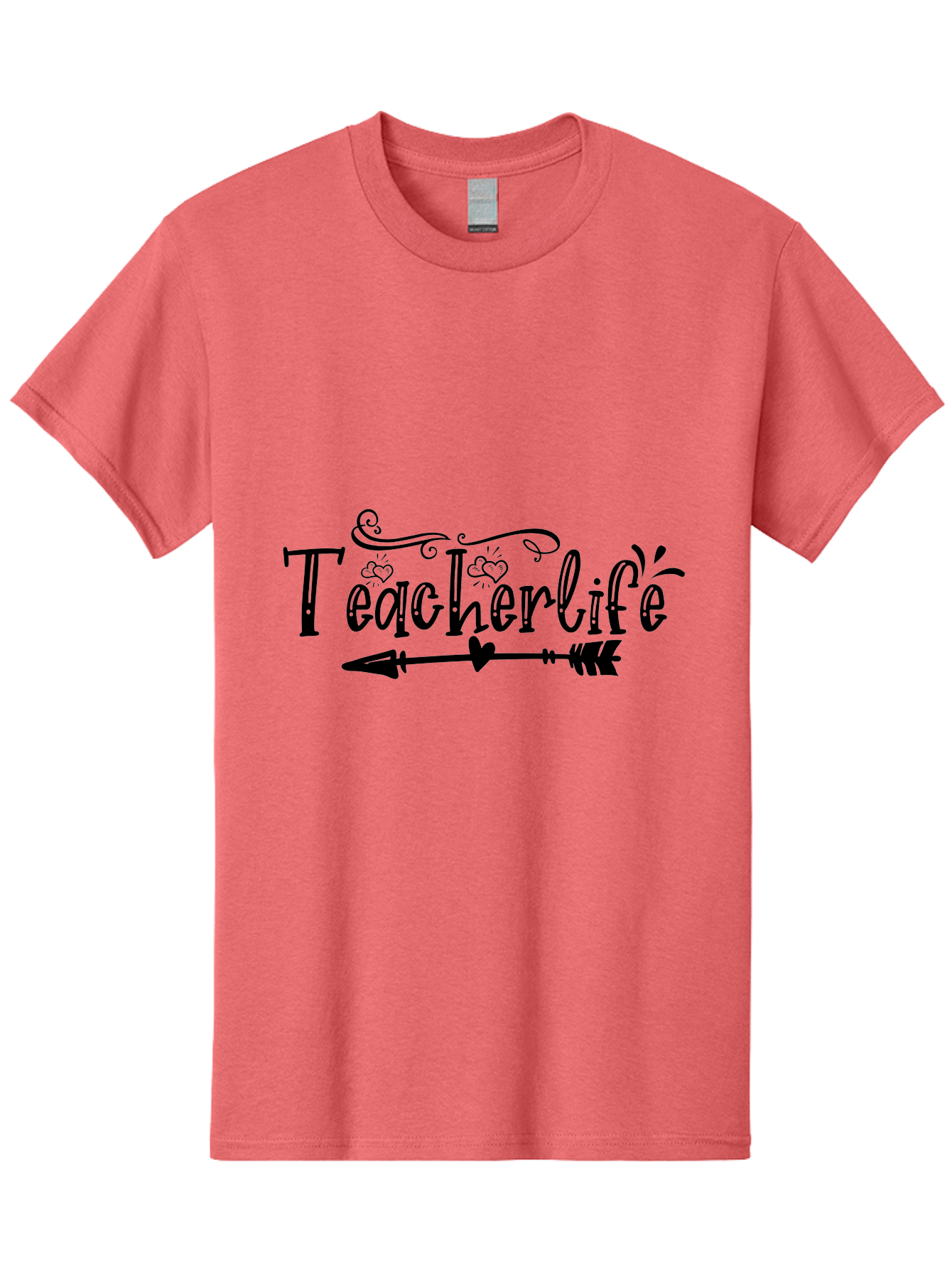 Teacherlife-01 Men'S Graphic Tee, 100% Cotton, Comfortable Casual Summer Wear, Machine Washable, Teacherlife, Teaching Profession, Education Symbol, Decorative Text, Arrow Design, Heart Element, Elegant Script Aae684