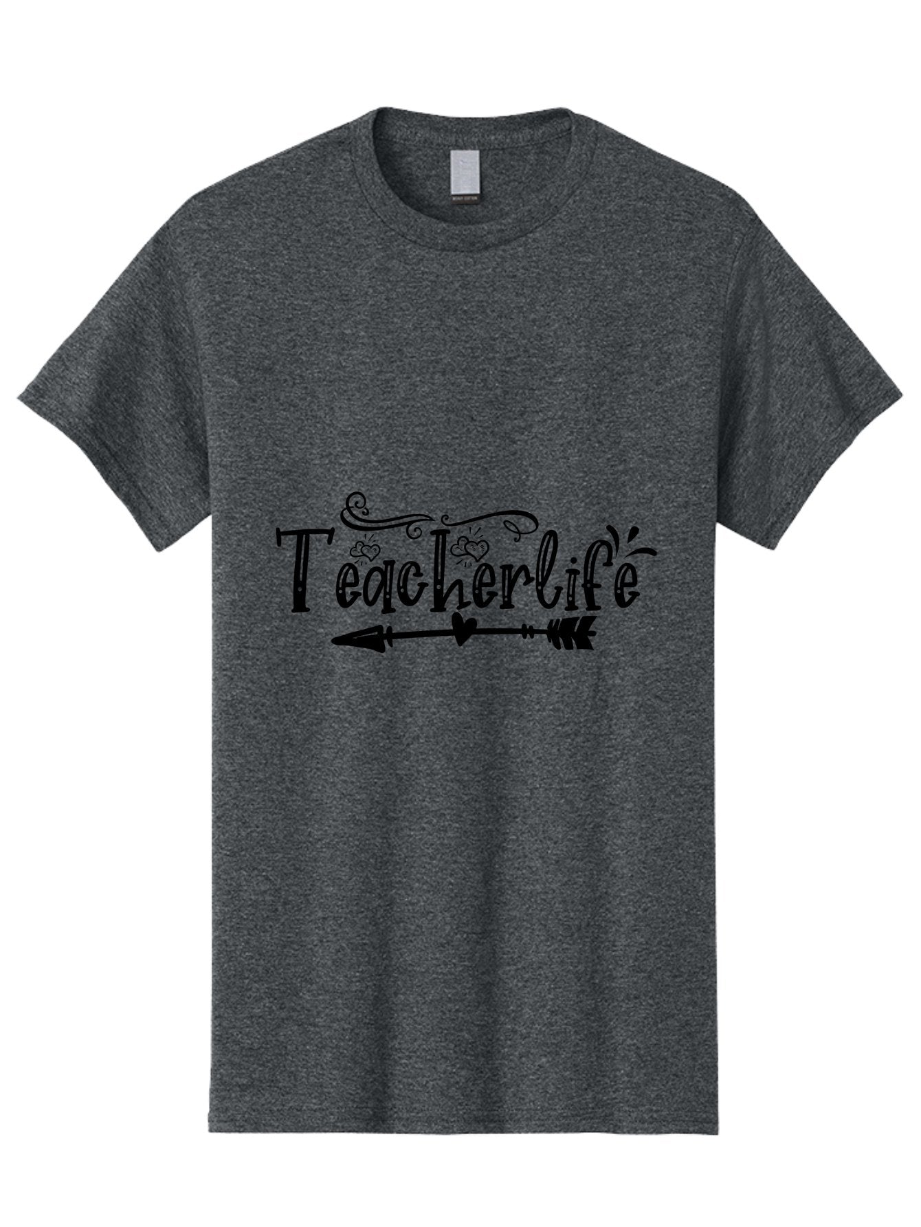 Teacherlife-01 Men'S Graphic Tee, 100% Cotton, Comfortable Casual Summer Wear, Machine Washable, Teacherlife, Teaching Profession, Education Symbol, Decorative Text, Arrow Design, Heart Element, Elegant Script Aae684 15