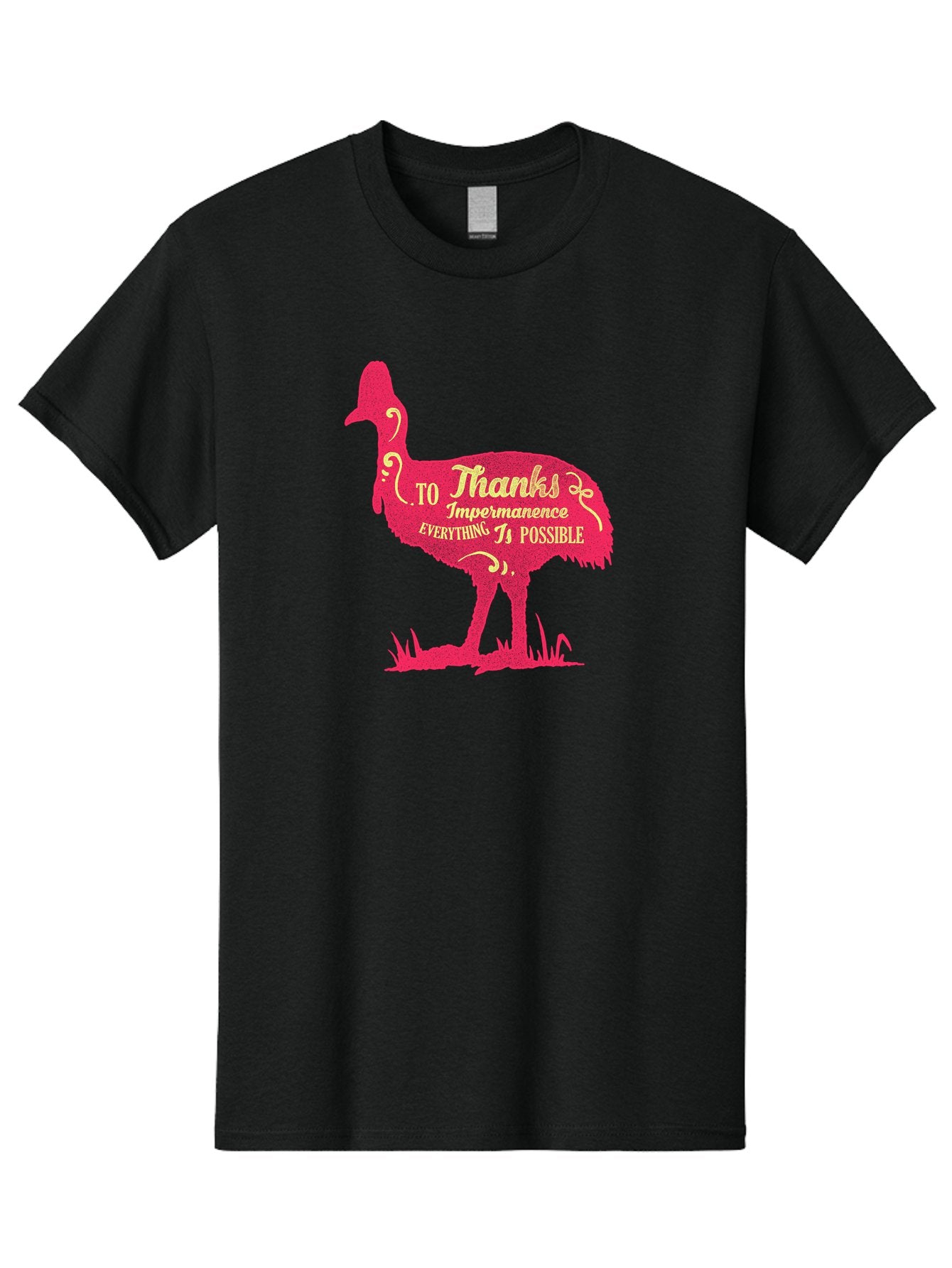 Thanks To Impermanence Men'S Graphic Tee, 100% Cotton, Comfortable Casual Summer Wear, Machine Washable, Stylized Bird Silhouette, Motivational Quote, Inspirational Text, Thanks To Impermanence Everything Is Possible, Creative Typography, Aae689 12