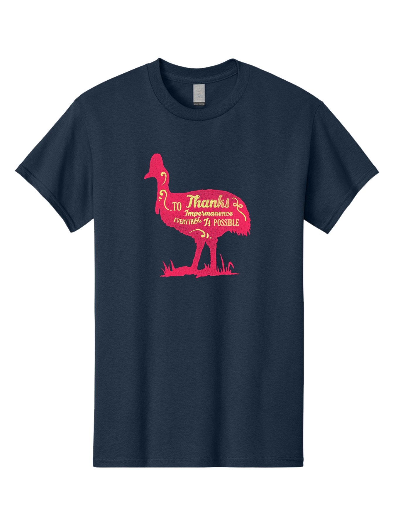Thanks To Impermanence Men'S Graphic Tee, 100% Cotton, Comfortable Casual Summer Wear, Machine Washable, Stylized Bird Silhouette, Motivational Quote, Inspirational Text, Thanks To Impermanence Everything Is Possible, Creative Typography, Aae689 8