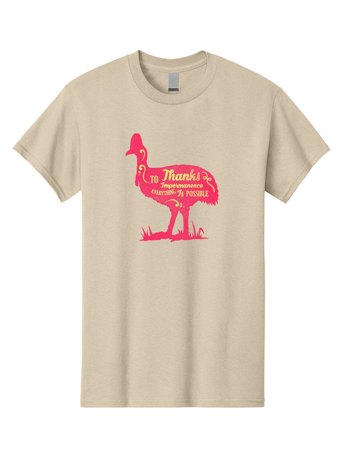 Thanks To Impermanence Men'S Graphic Tee, 100% Cotton, Comfortable Casual Summer Wear, Machine Washable, Stylized Bird Silhouette, Motivational Quote, Inspirational Text, Thanks To Impermanence Everything Is Possible, Creative Typography, Aae689 4