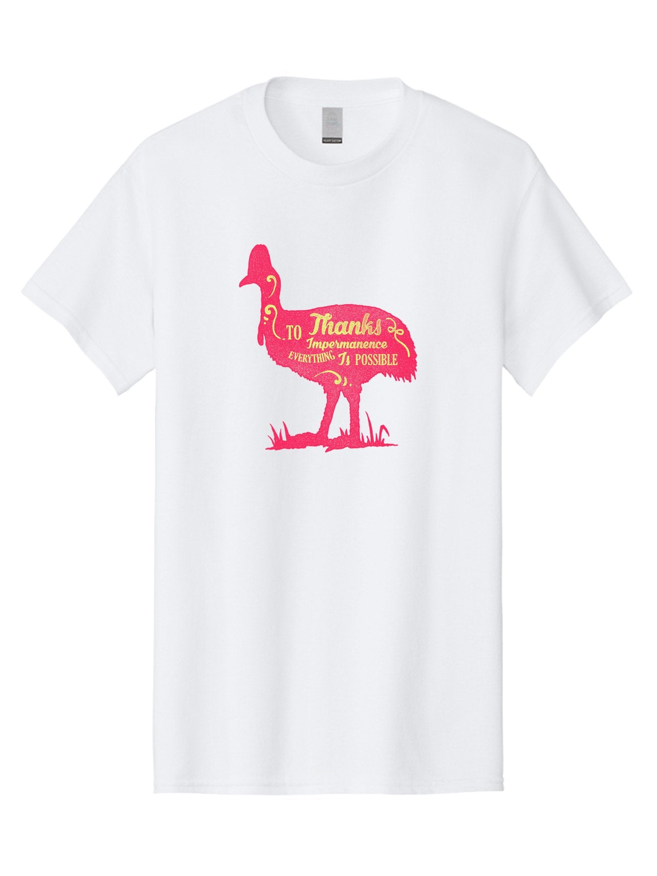 Thanks To Impermanence Men'S Graphic Tee, 100% Cotton, Comfortable Casual Summer Wear, Machine Washable, Stylized Bird Silhouette, Motivational Quote, Inspirational Text, Thanks To Impermanence Everything Is Possible, Creative Typography, Aae689 7