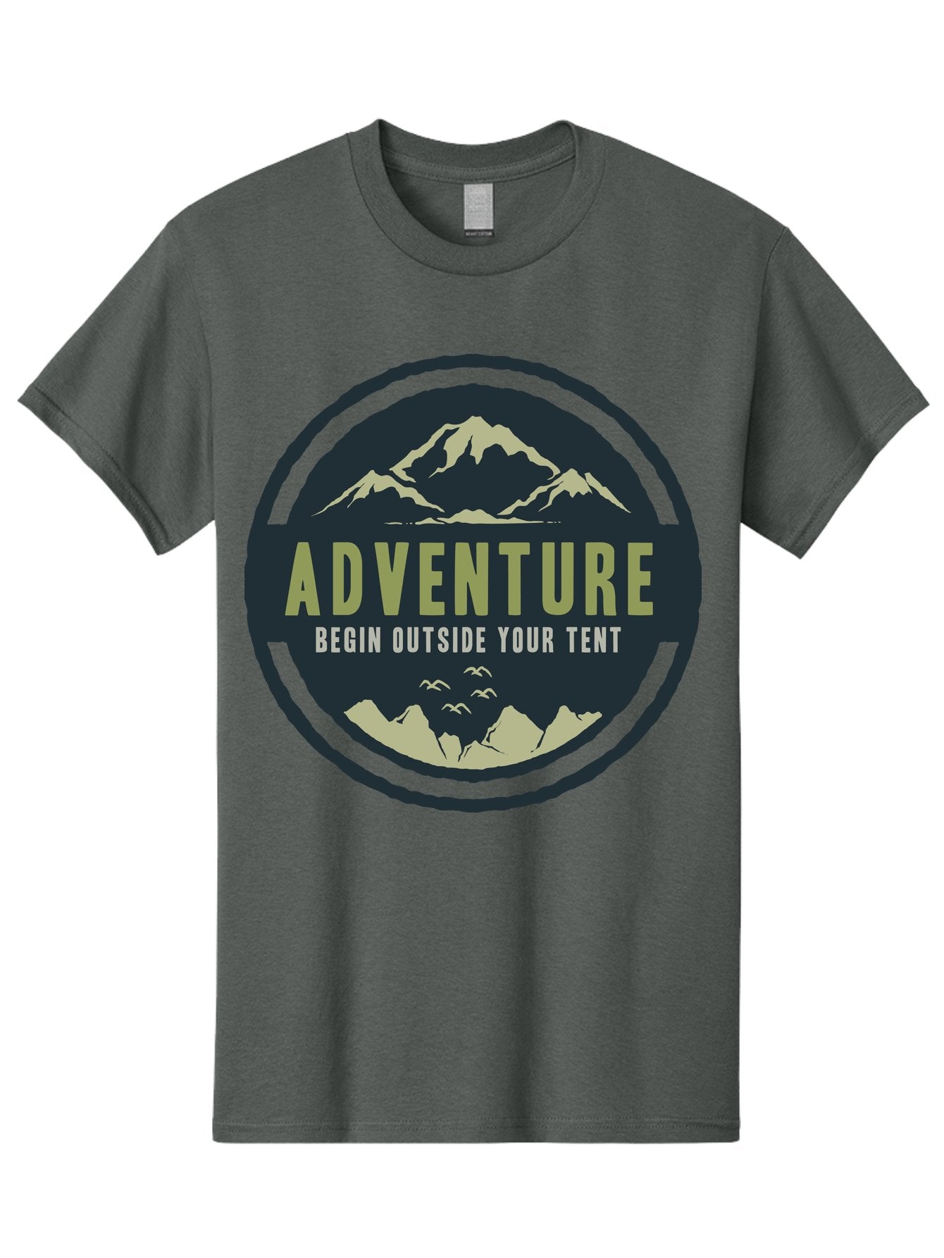 The Adventure Begin Men'S Graphic Tee, 100% Cotton, Comfortable Casual Summer Wear, Machine Washable, Outdoor Adventure, Camping Inspiration, Mountain Landscapes, Wilderness Exploration, Adventure Travel, Nature Escapades, Hiking Motivation, Aae691 8