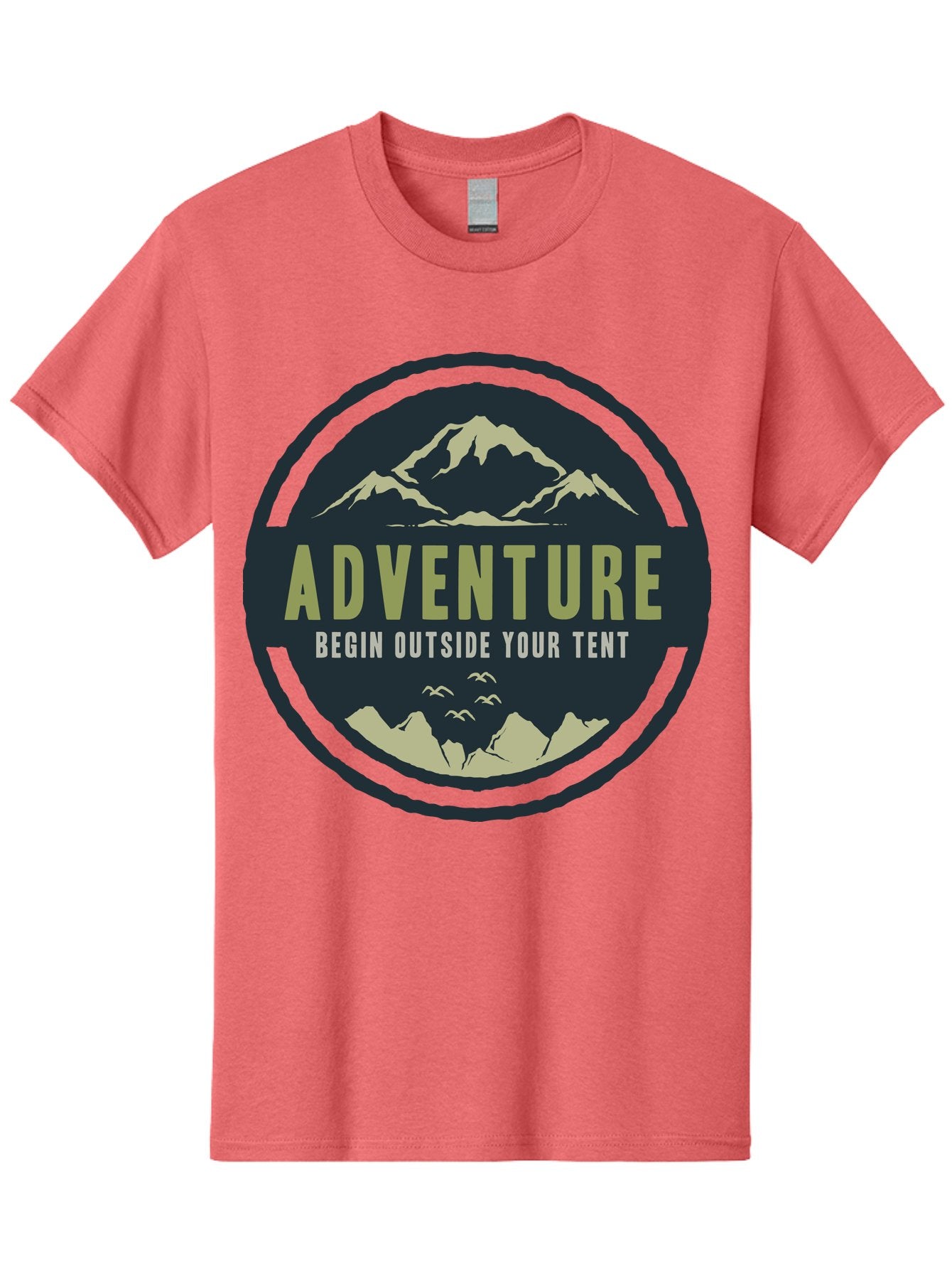 The Adventure Begin Men'S Graphic Tee, 100% Cotton, Comfortable Casual Summer Wear, Machine Washable, Outdoor Adventure, Camping Inspiration, Mountain Landscapes, Wilderness Exploration, Adventure Travel, Nature Escapades, Hiking Motivation, Aae691 12