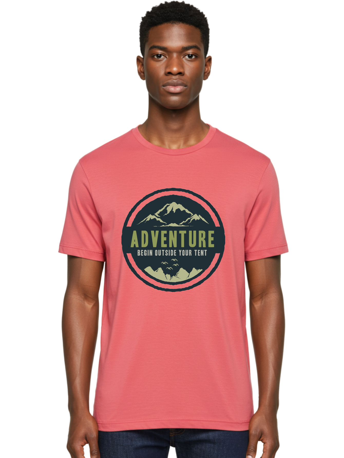 The Adventure Begin Men'S Graphic Tee, 100% Cotton, Comfortable Casual Summer Wear, Machine Washable, Outdoor Adventure, Camping Inspiration, Mountain Landscapes, Wilderness Exploration, Adventure Travel, Nature Escapades, Hiking Motivation, Aae691 18