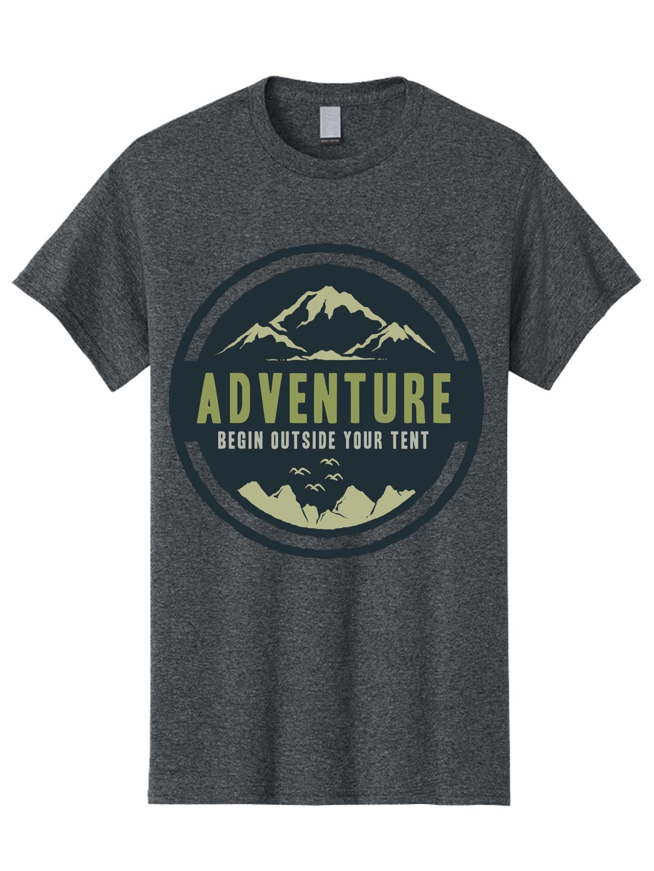 The Adventure Begin Men'S Graphic Tee, 100% Cotton, Comfortable Casual Summer Wear, Machine Washable, Outdoor Adventure, Camping Inspiration, Mountain Landscapes, Wilderness Exploration, Adventure Travel, Nature Escapades, Hiking Motivation, Aae691 9