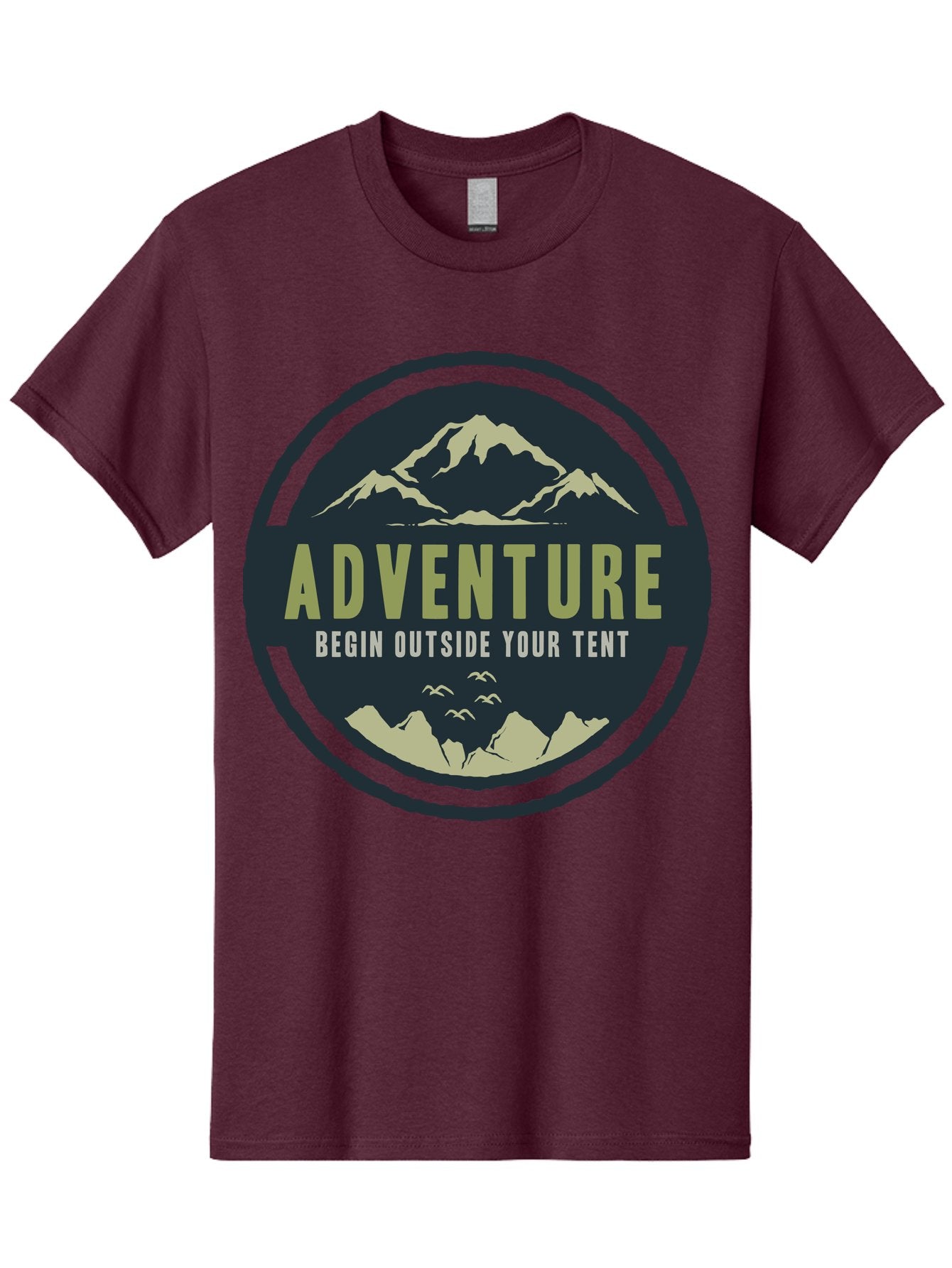 The Adventure Begin Men'S Graphic Tee, 100% Cotton, Comfortable Casual Summer Wear, Machine Washable, Outdoor Adventure, Camping Inspiration, Mountain Landscapes, Wilderness Exploration, Adventure Travel, Nature Escapades, Hiking Motivation, Aae691 5