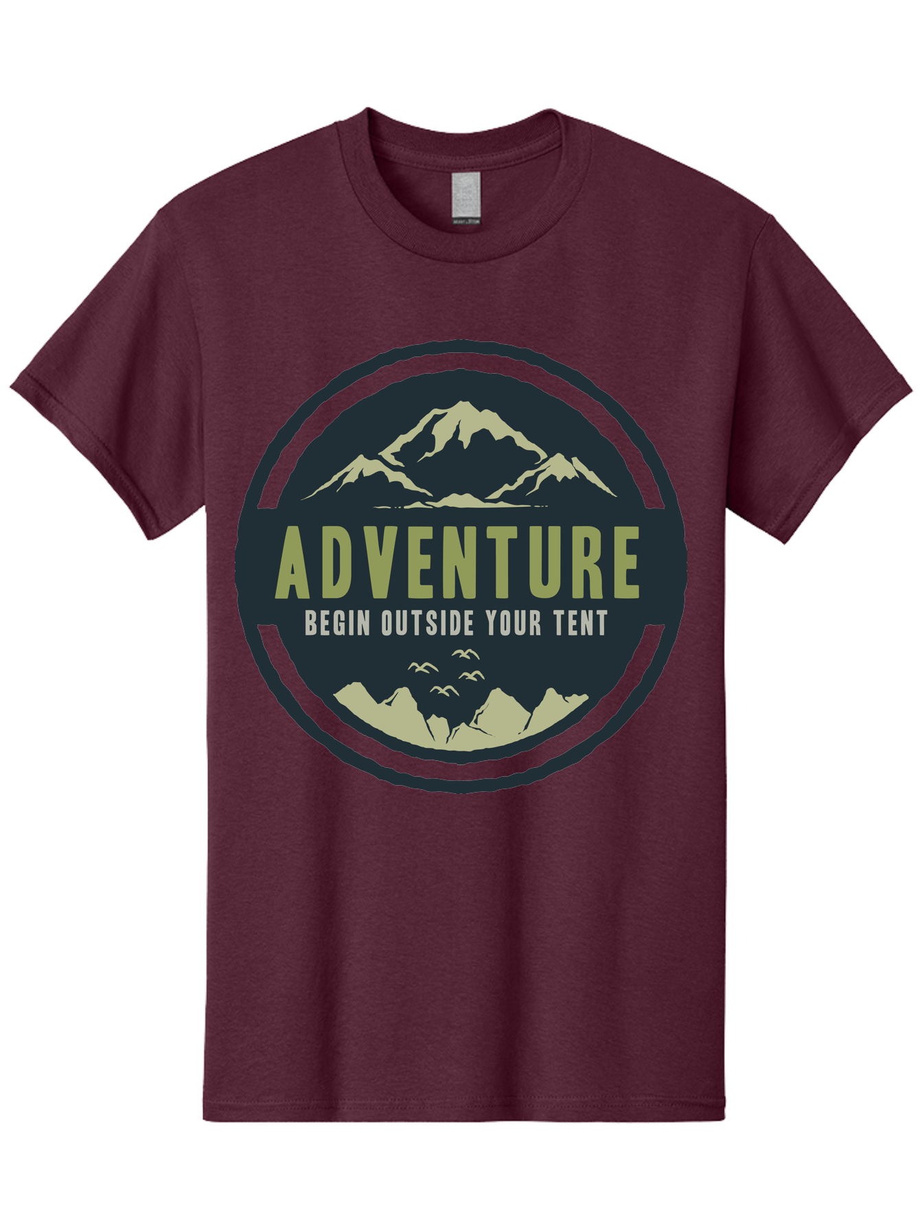 The Adventure Begin Men'S Graphic Tee, 100% Cotton, Comfortable Casual Summer Wear, Machine Washable, Outdoor Adventure, Camping Inspiration, Mountain Landscapes, Wilderness Exploration, Adventure Travel, Nature Escapades, Hiking Motivation, Aae691 23