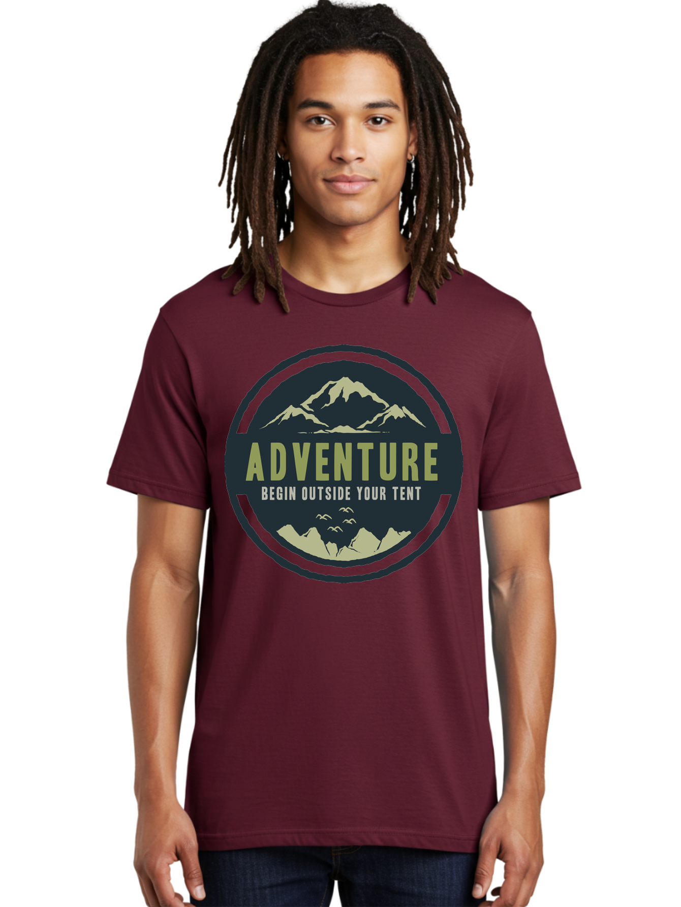 The Adventure Begin Men'S Graphic Tee, 100% Cotton, Comfortable Casual Summer Wear, Machine Washable, Outdoor Adventure, Camping Inspiration, Mountain Landscapes, Wilderness Exploration, Adventure Travel, Nature Escapades, Hiking Motivation, Aae691 24