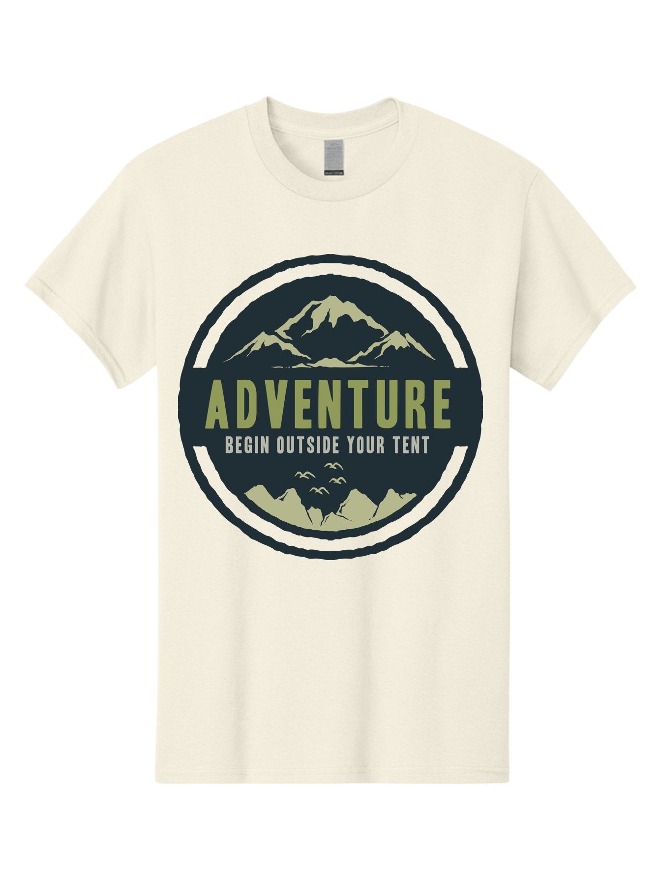 The Adventure Begin Men'S Graphic Tee, 100% Cotton, Comfortable Casual Summer Wear, Machine Washable, Outdoor Adventure, Camping Inspiration, Mountain Landscapes, Wilderness Exploration, Adventure Travel, Nature Escapades, Hiking Motivation, Aae691 4