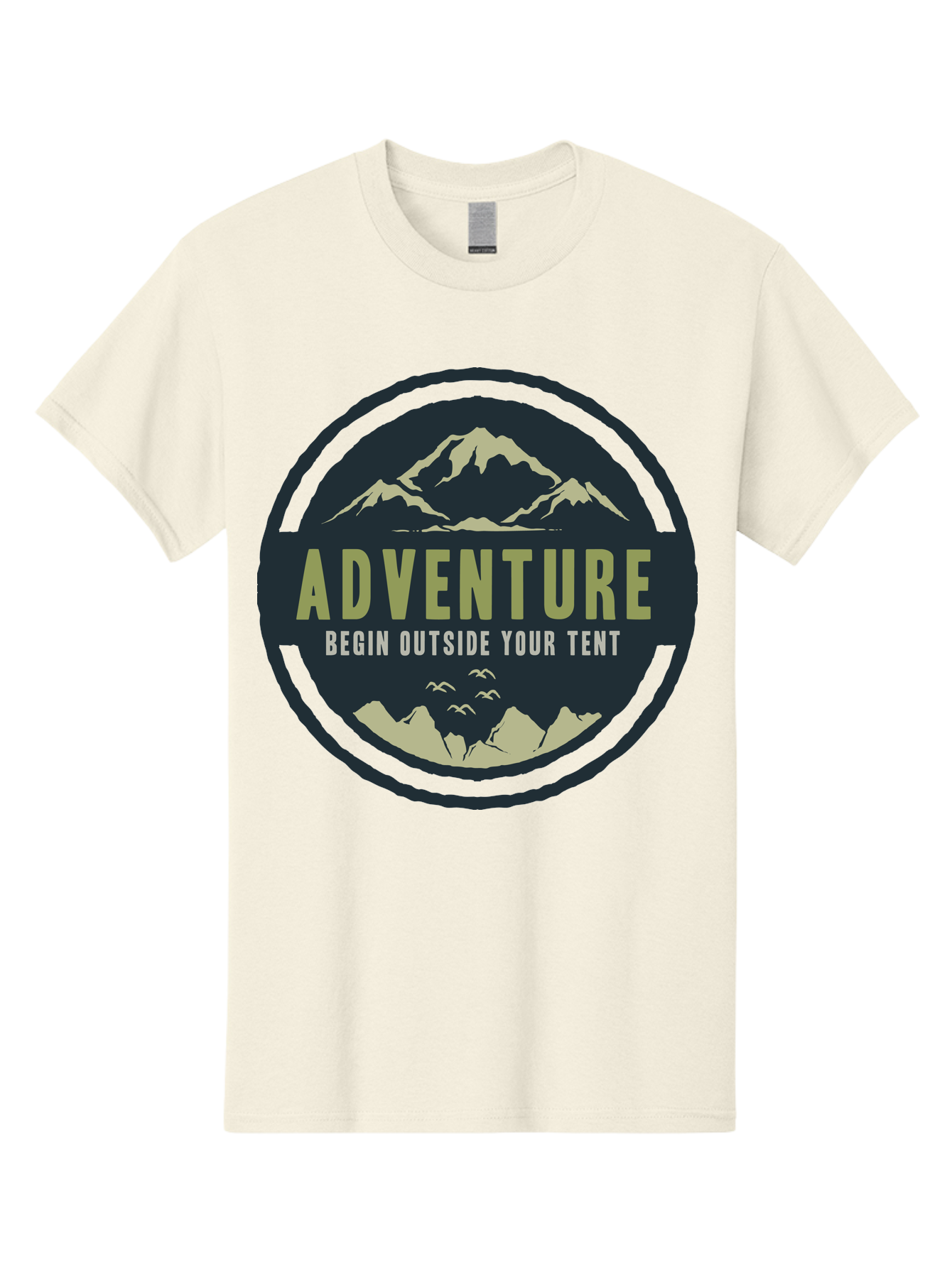 The Adventure Begin Men'S Graphic Tee, 100% Cotton, Comfortable Casual Summer Wear, Machine Washable, Outdoor Adventure, Camping Inspiration, Mountain Landscapes, Wilderness Exploration, Adventure Travel, Nature Escapades, Hiking Motivation, Aae691