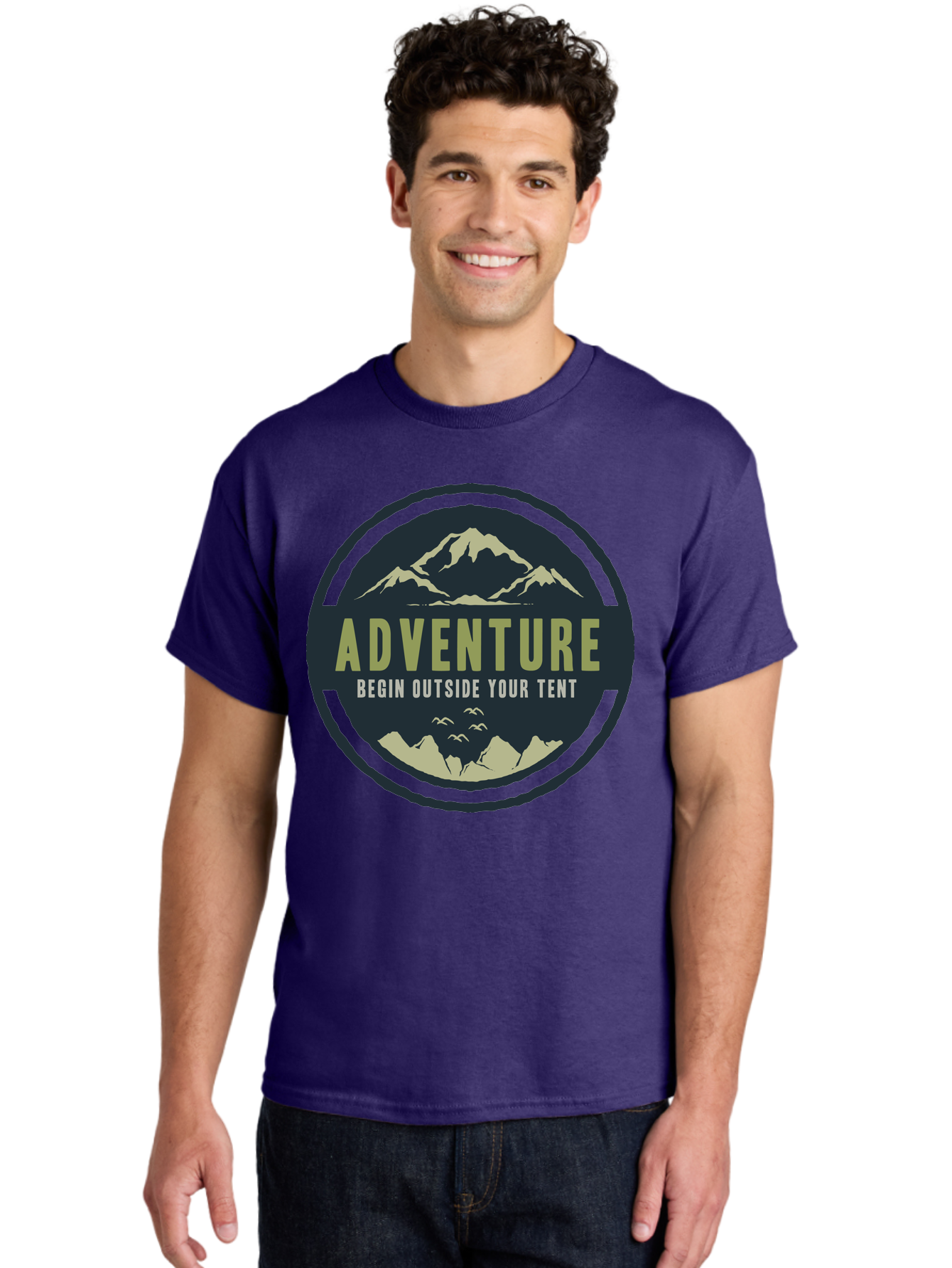 The Adventure Begin Men'S Graphic Tee, 100% Cotton, Comfortable Casual Summer Wear, Machine Washable, Outdoor Adventure, Camping Inspiration, Mountain Landscapes, Wilderness Exploration, Adventure Travel, Nature Escapades, Hiking Motivation, Aae691 6