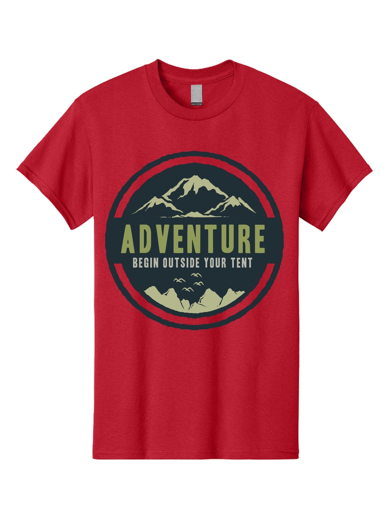 The Adventure Begin Men'S Graphic Tee, 100% Cotton, Comfortable Casual Summer Wear, Machine Washable, Outdoor Adventure, Camping Inspiration, Mountain Landscapes, Wilderness Exploration, Adventure Travel, Nature Escapades, Hiking Motivation, Aae691 15