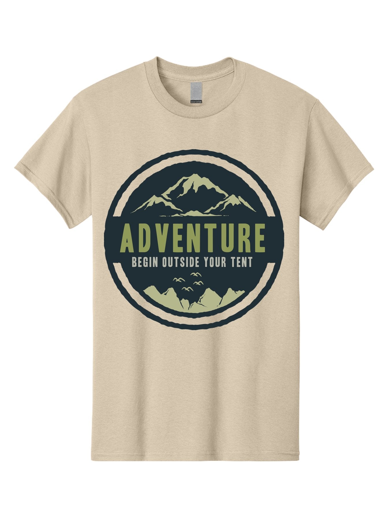 The Adventure Begin Men'S Graphic Tee, 100% Cotton, Comfortable Casual Summer Wear, Machine Washable, Outdoor Adventure, Camping Inspiration, Mountain Landscapes, Wilderness Exploration, Adventure Travel, Nature Escapades, Hiking Motivation, Aae691 10