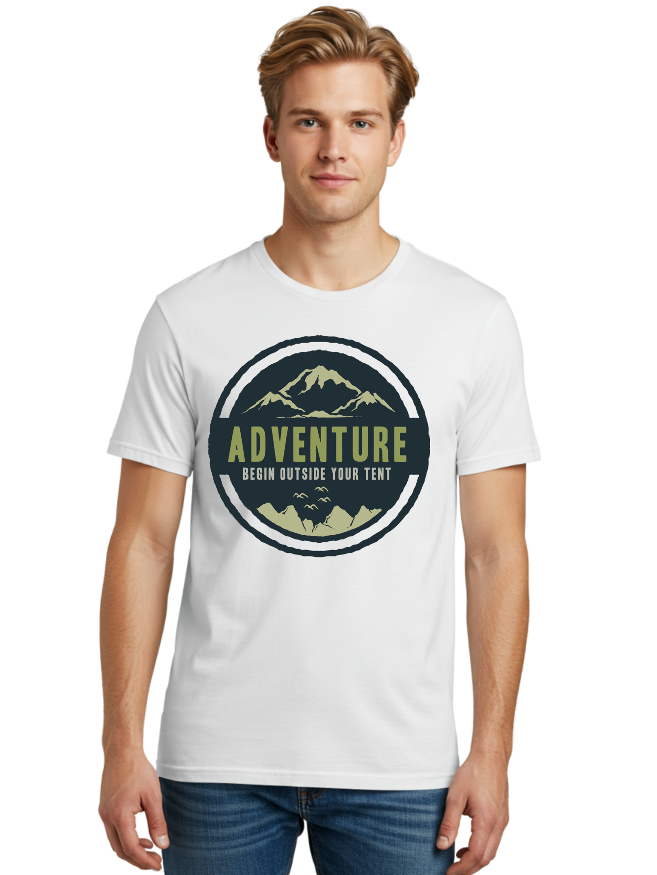The Adventure Begin Men'S Graphic Tee, 100% Cotton, Comfortable Casual Summer Wear, Machine Washable, Outdoor Adventure, Camping Inspiration, Mountain Landscapes, Wilderness Exploration, Adventure Travel, Nature Escapades, Hiking Motivation, Aae691 28