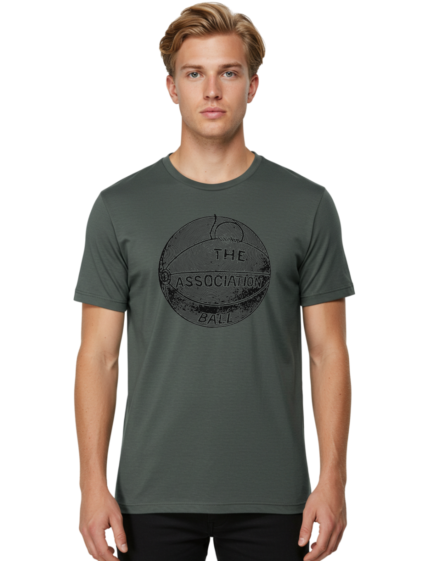 The Association Ball Men'S Graphic Tee, 100% Cotton, Comfortable Casual Summer Wear, Machine Washable, Vintage Basketball Illustration, Retro Sports Art, Circular Design, Textured Ball, Bold Typography, Nostalgic Feel, Classic Basketball, Aae693 28
