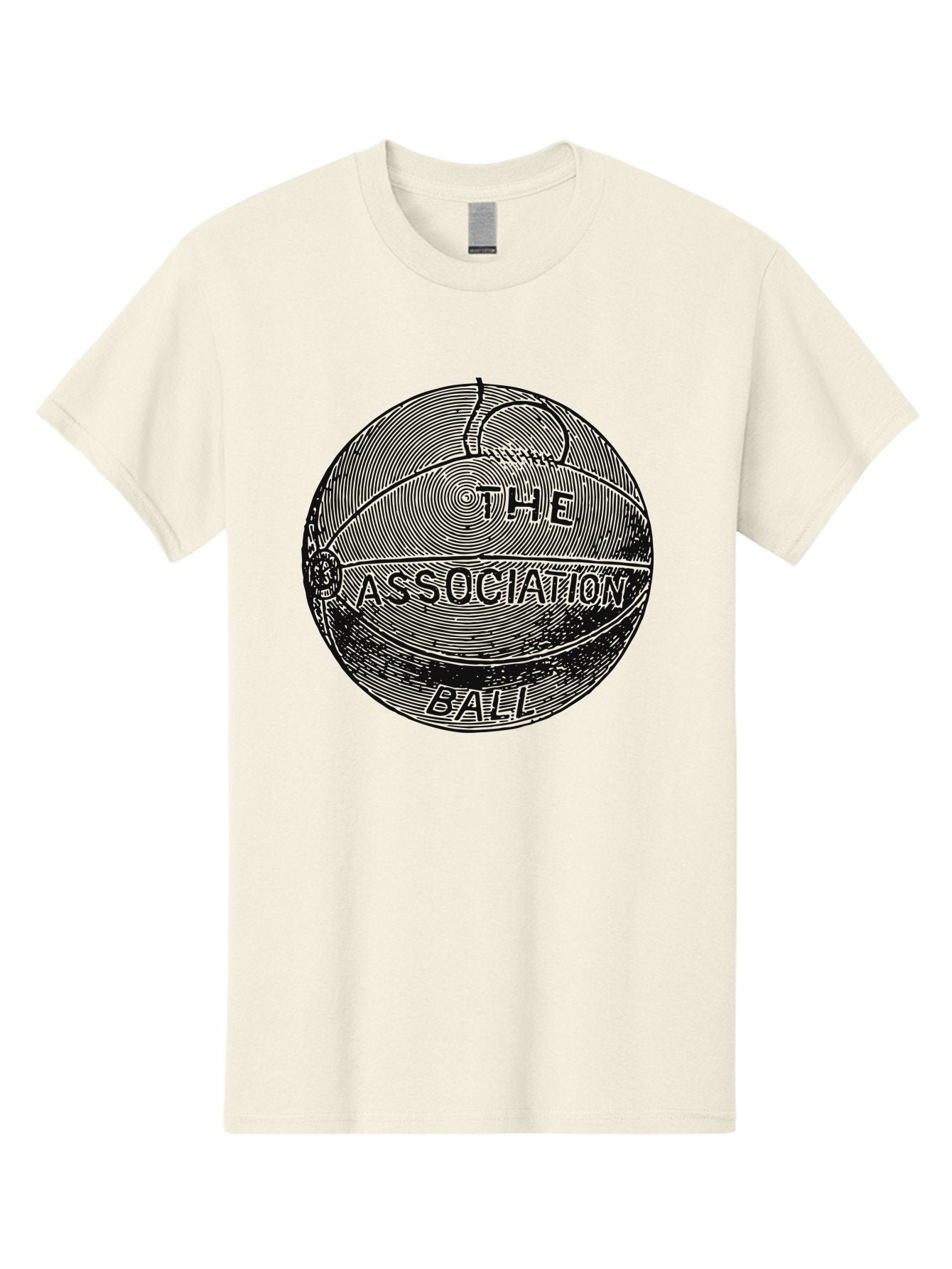 The Association Ball Men'S Graphic Tee, 100% Cotton, Comfortable Casual Summer Wear, Machine Washable, Vintage Basketball Illustration, Retro Sports Art, Circular Design, Textured Ball, Bold Typography, Nostalgic Feel, Classic Basketball, Aae693 9
