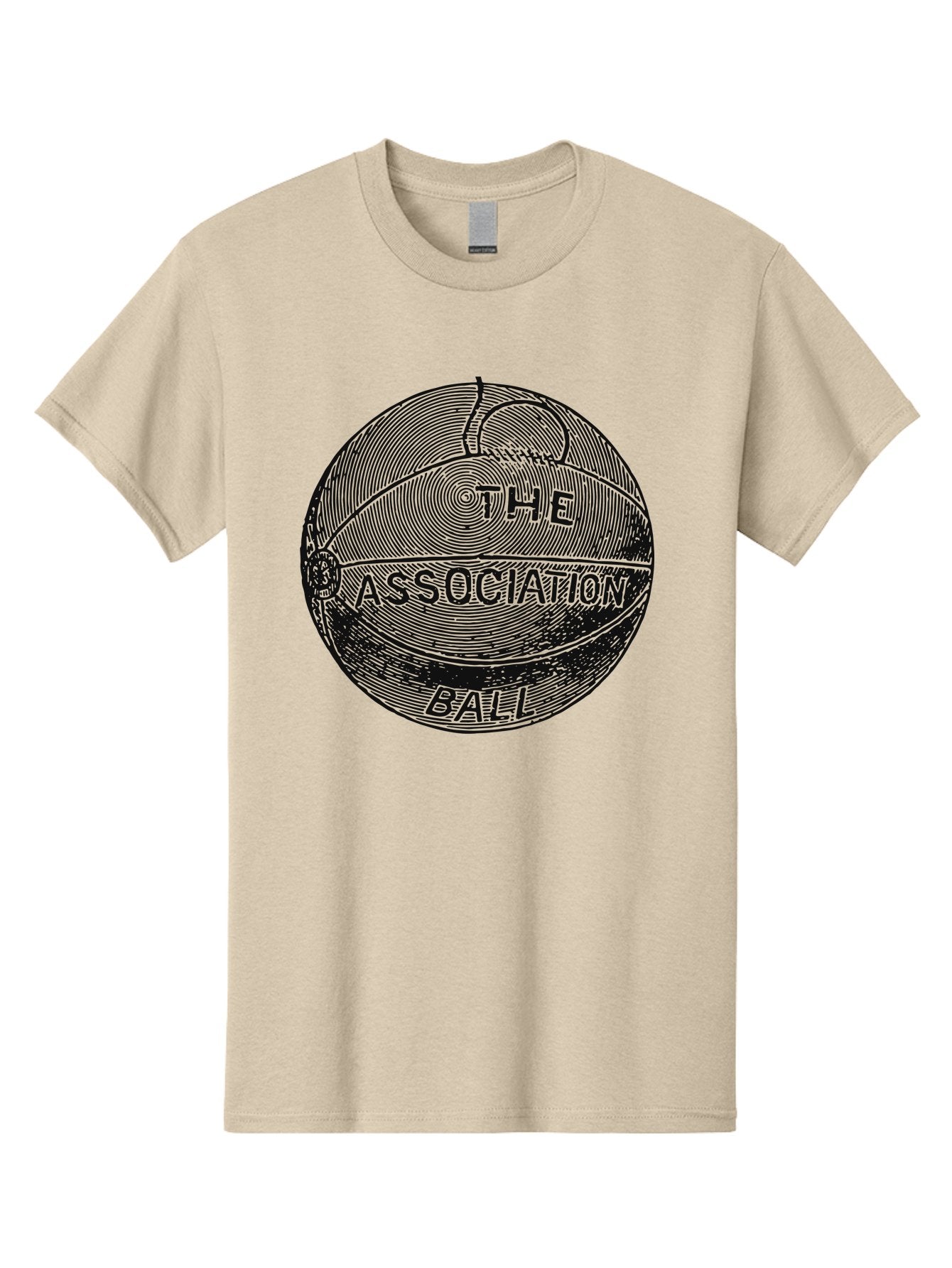 The Association Ball Men'S Graphic Tee, 100% Cotton, Comfortable Casual Summer Wear, Machine Washable, Vintage Basketball Illustration, Retro Sports Art, Circular Design, Textured Ball, Bold Typography, Nostalgic Feel, Classic Basketball, Aae693 4