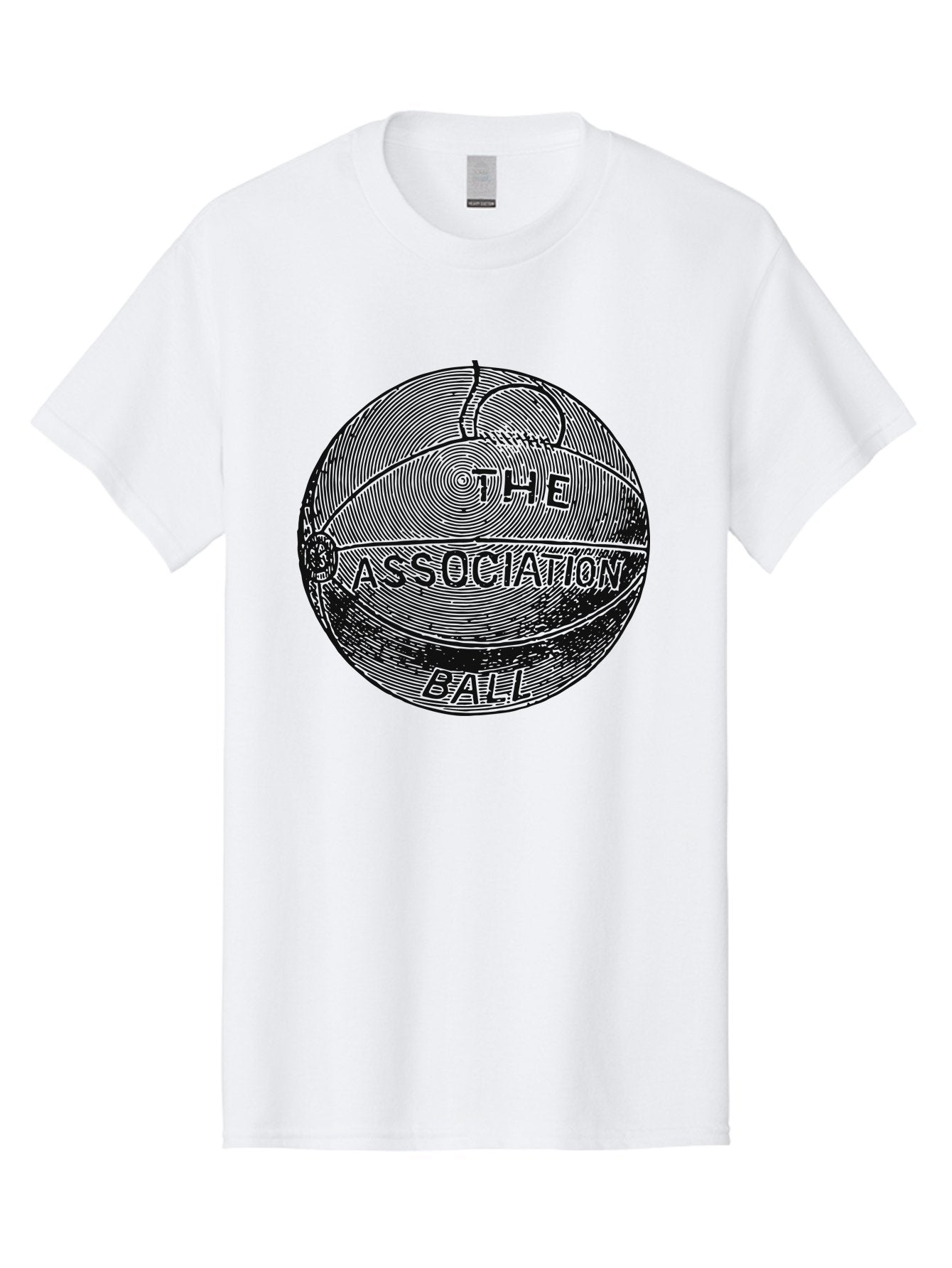 The Association Ball Men'S Graphic Tee, 100% Cotton, Comfortable Casual Summer Wear, Machine Washable, Vintage Basketball Illustration, Retro Sports Art, Circular Design, Textured Ball, Bold Typography, Nostalgic Feel, Classic Basketball, Aae693 13