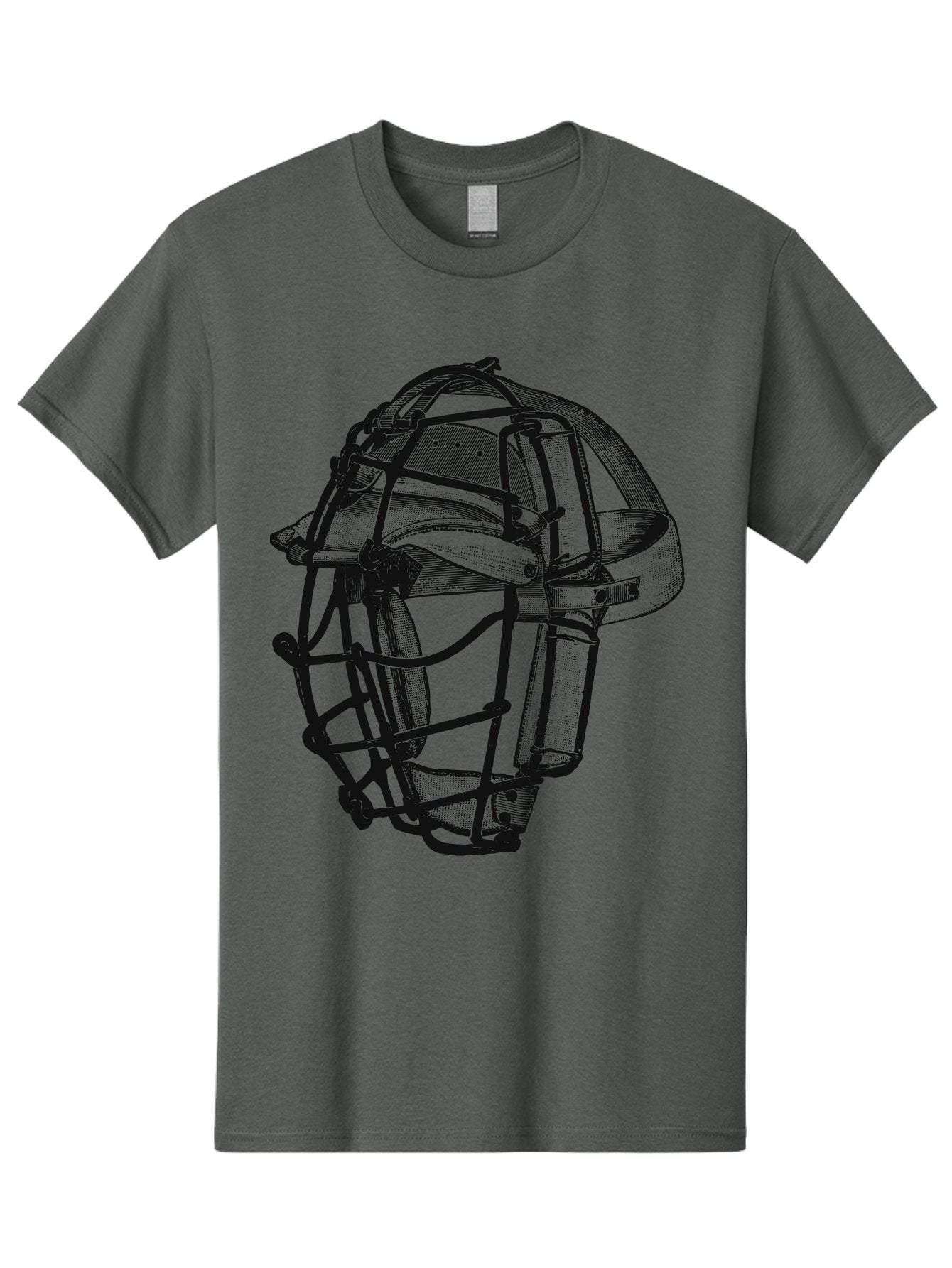 The Backstop Shield Men'S Graphic Tee, 100% Cotton, Comfortable Casual Summer Wear, Machine Washable, Baseball Catcher'S Mask, Protective Gear, Sports Equipment, Vintage Design, Classic Style, Catcher'S Protective Mask Aae694