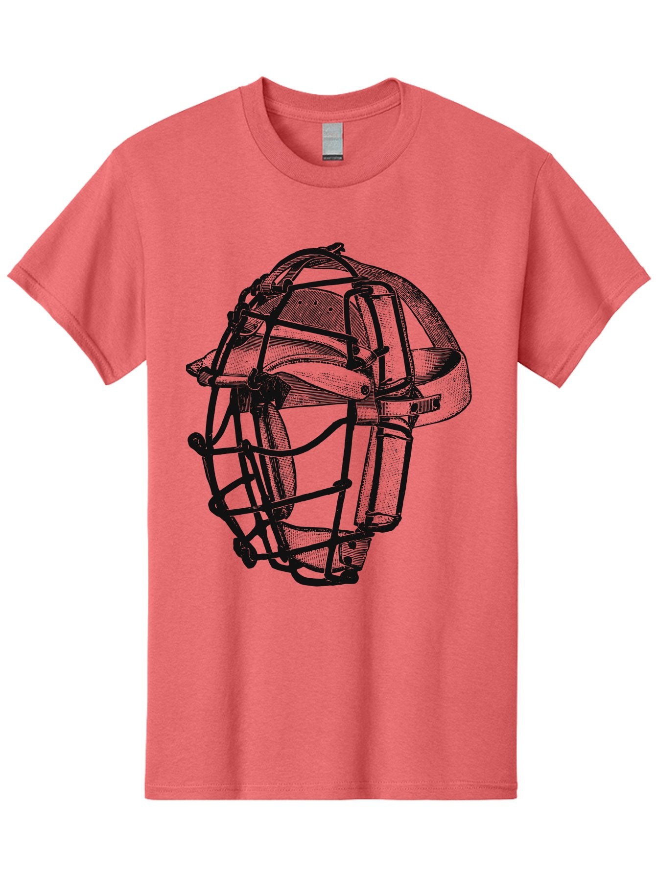 The Backstop Shield Men'S Graphic Tee, 100% Cotton, Comfortable Casual Summer Wear, Machine Washable, Baseball Catcher'S Mask, Protective Gear, Sports Equipment, Vintage Design, Classic Style, Catcher'S Protective Mask Aae694 4