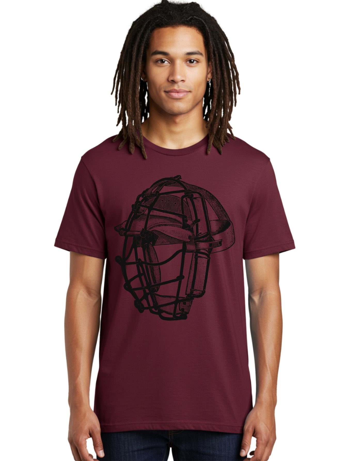 The Backstop Shield Men'S Graphic Tee, 100% Cotton, Comfortable Casual Summer Wear, Machine Washable, Baseball Catcher'S Mask, Protective Gear, Sports Equipment, Vintage Design, Classic Style, Catcher'S Protective Mask Aae694 24