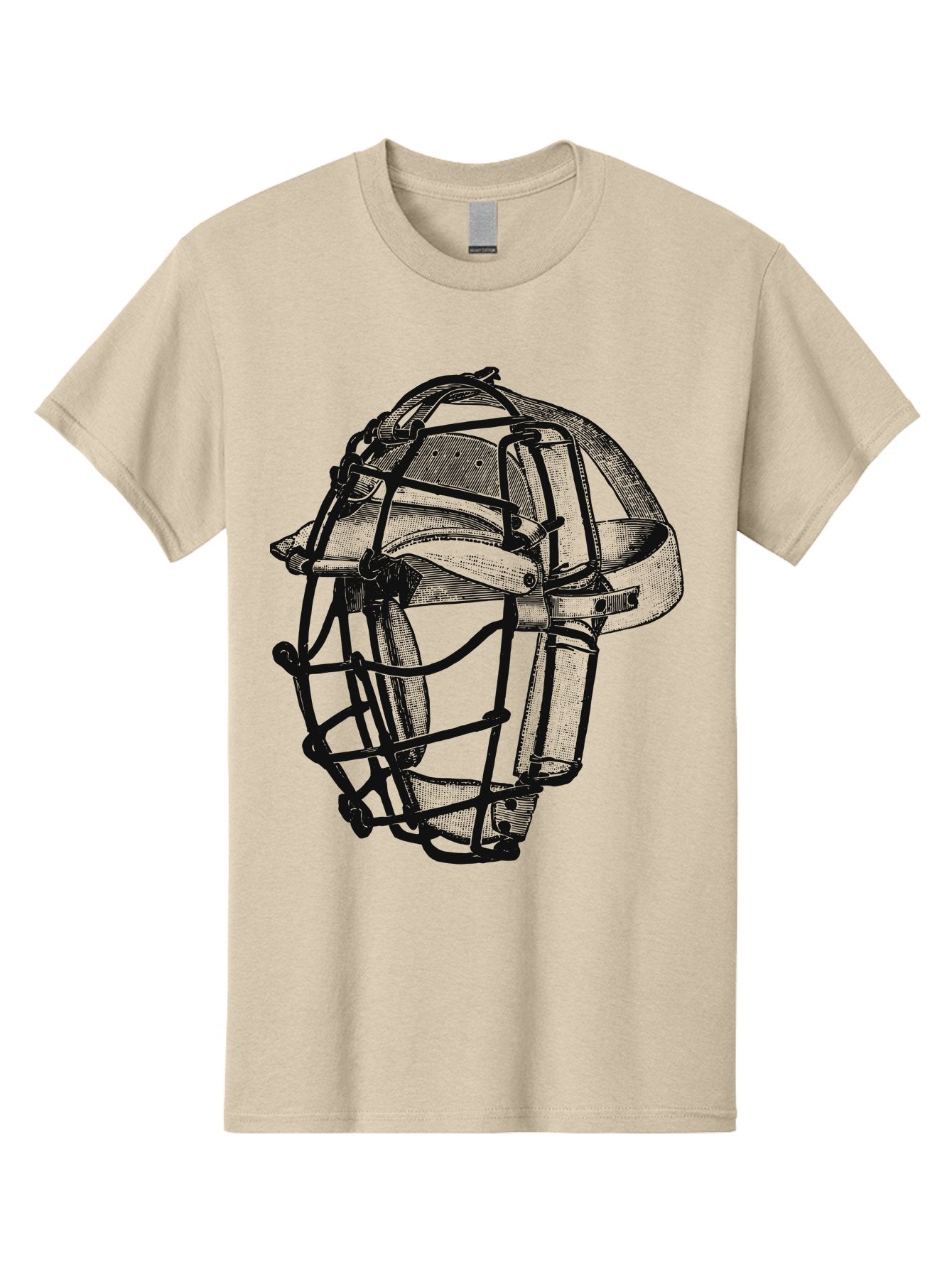 The Backstop Shield Men'S Graphic Tee, 100% Cotton, Comfortable Casual Summer Wear, Machine Washable, Baseball Catcher'S Mask, Protective Gear, Sports Equipment, Vintage Design, Classic Style, Catcher'S Protective Mask Aae694 13