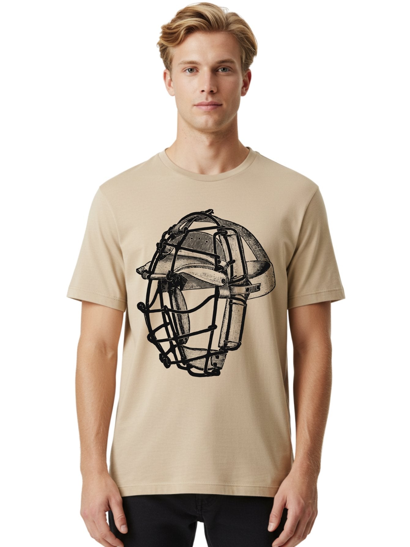The Backstop Shield Men'S Graphic Tee, 100% Cotton, Comfortable Casual Summer Wear, Machine Washable, Baseball Catcher'S Mask, Protective Gear, Sports Equipment, Vintage Design, Classic Style, Catcher'S Protective Mask Aae694 20