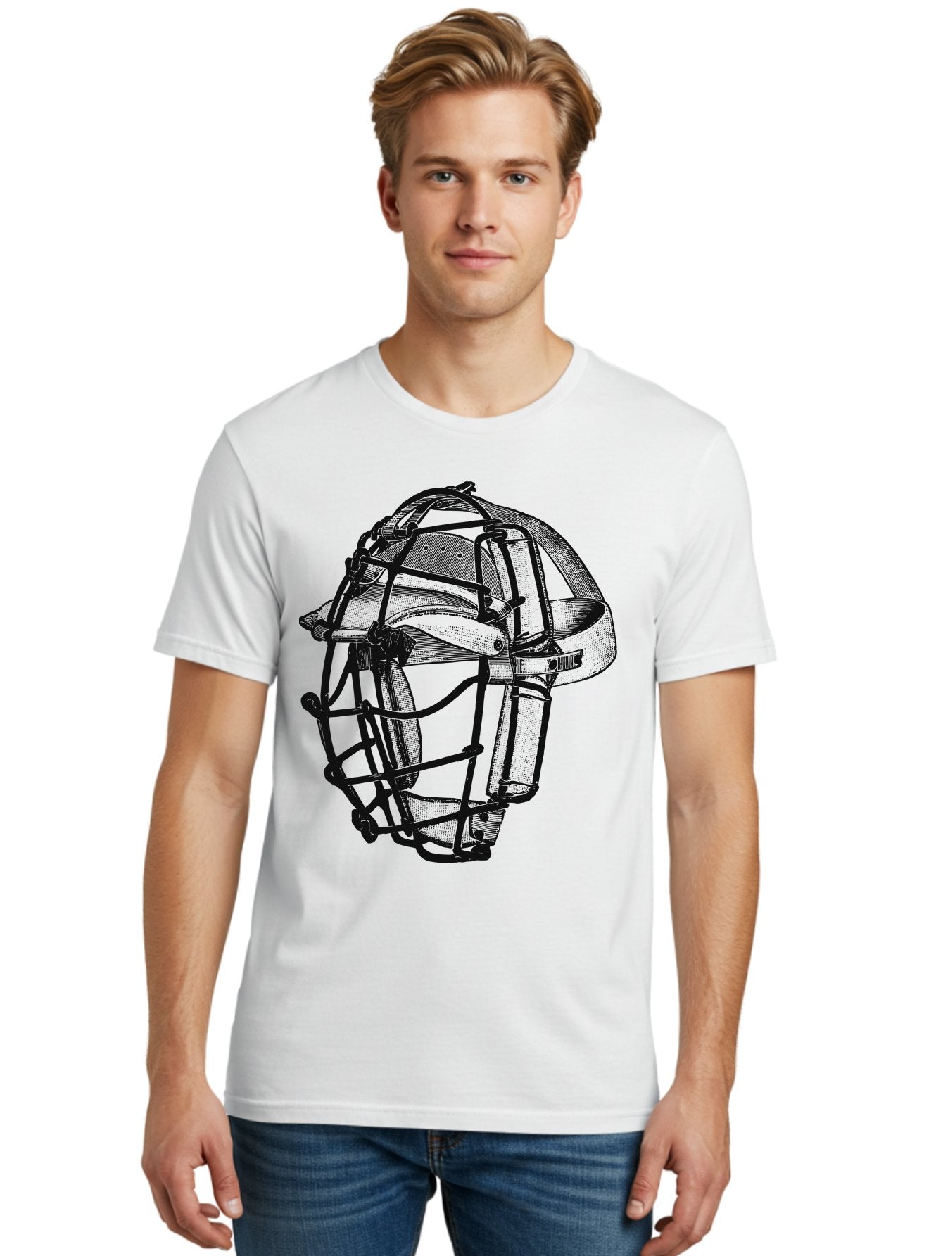 The Backstop Shield Men'S Graphic Tee, 100% Cotton, Comfortable Casual Summer Wear, Machine Washable, Baseball Catcher'S Mask, Protective Gear, Sports Equipment, Vintage Design, Classic Style, Catcher'S Protective Mask Aae694 29