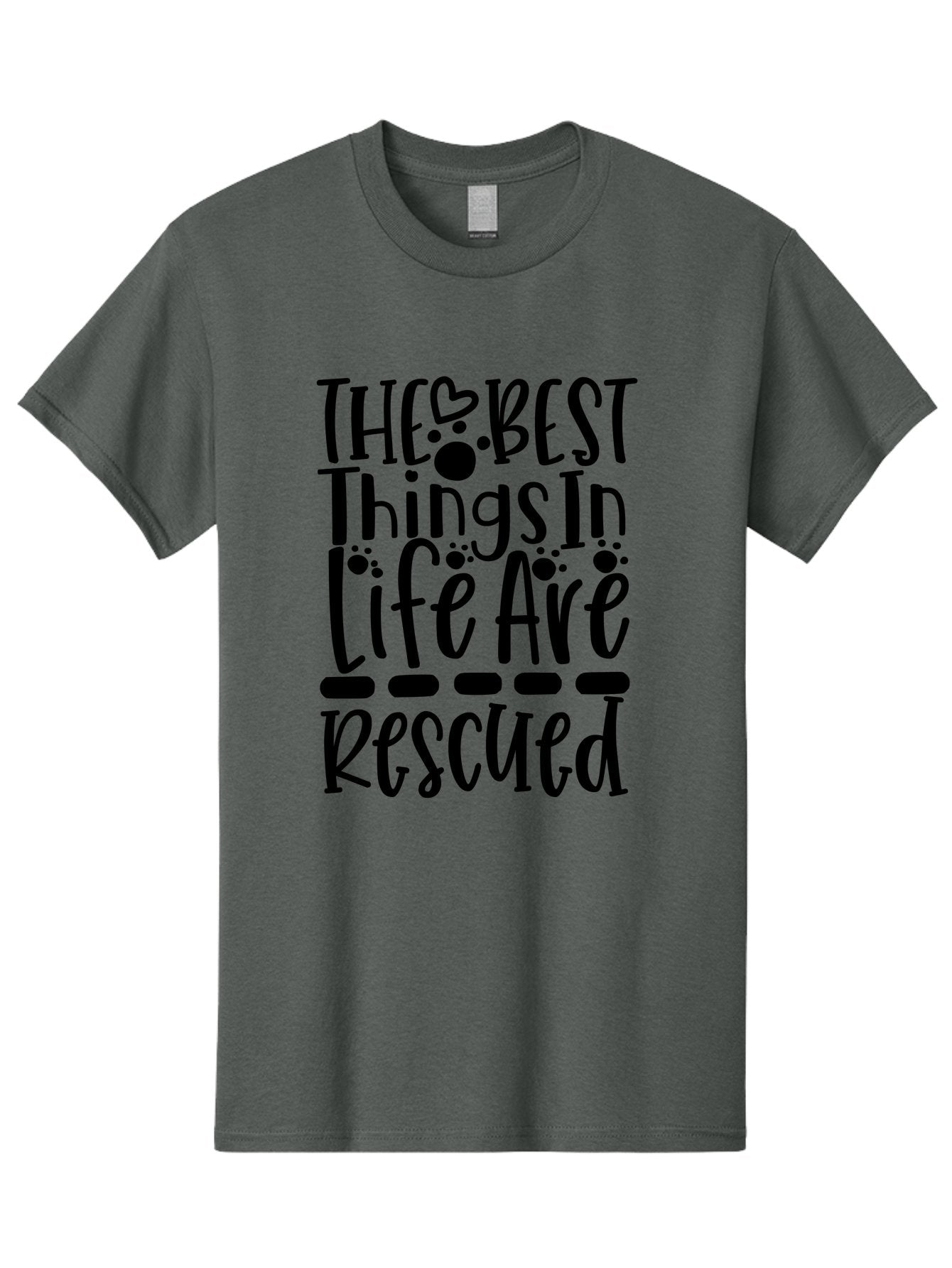 The Best Things In Life Are Rescued Men'S Graphic Tee, 100% Cotton, Comfortable Casual Summer Wear, Machine Washable, Animal Rescue, Rescue Pets, Adopt Don'T Shop, Pet Love, Animal Lovers, Inspiring Quotes, Heartwarming Messages, Paw Prints Aae695 6
