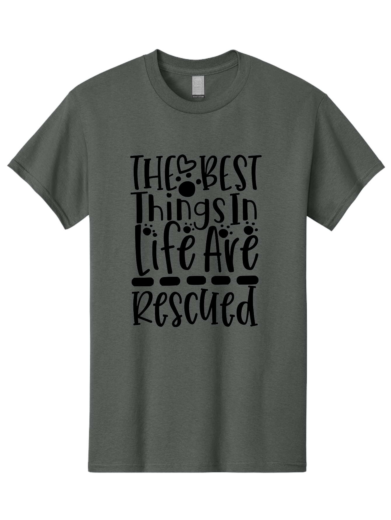 The Best Things In Life Are Rescued Men'S Graphic Tee, 100% Cotton, Comfortable Casual Summer Wear, Machine Washable, Animal Rescue, Rescue Pets, Adopt Don'T Shop, Pet Love, Animal Lovers, Inspiring Quotes, Heartwarming Messages, Paw Prints Aae695 13